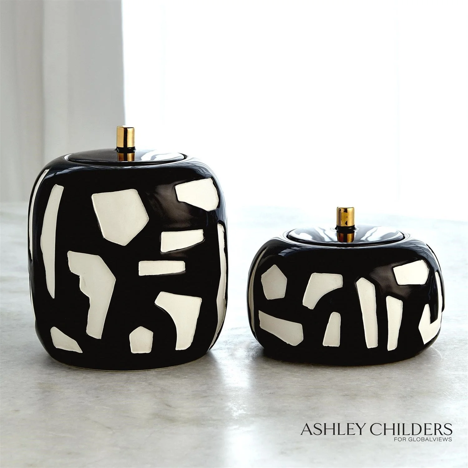 Global Views Abstract Gold Jar by Ashley Childers - Image 4