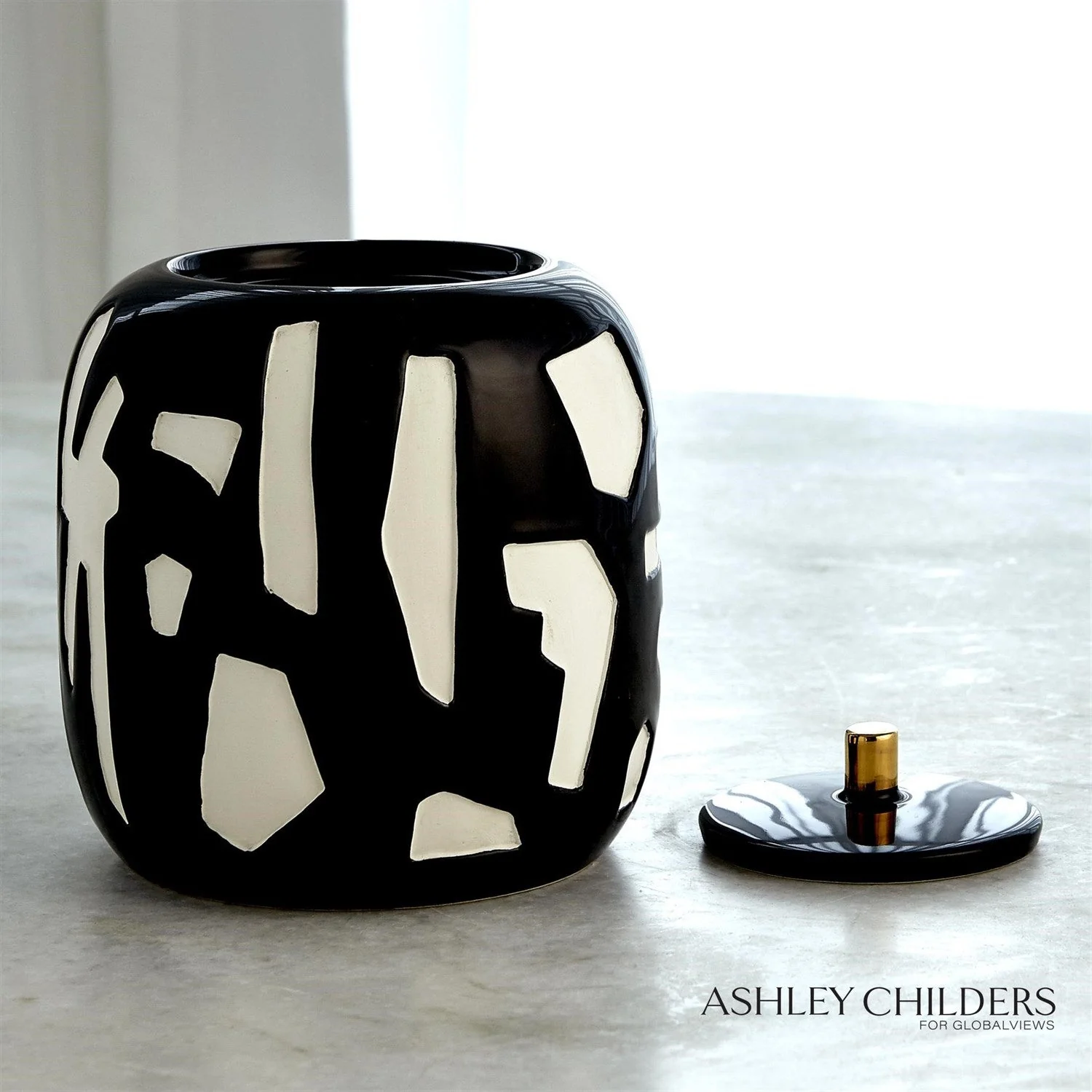 Global Views Abstract Gold Jar by Ashley Childers - Image 5