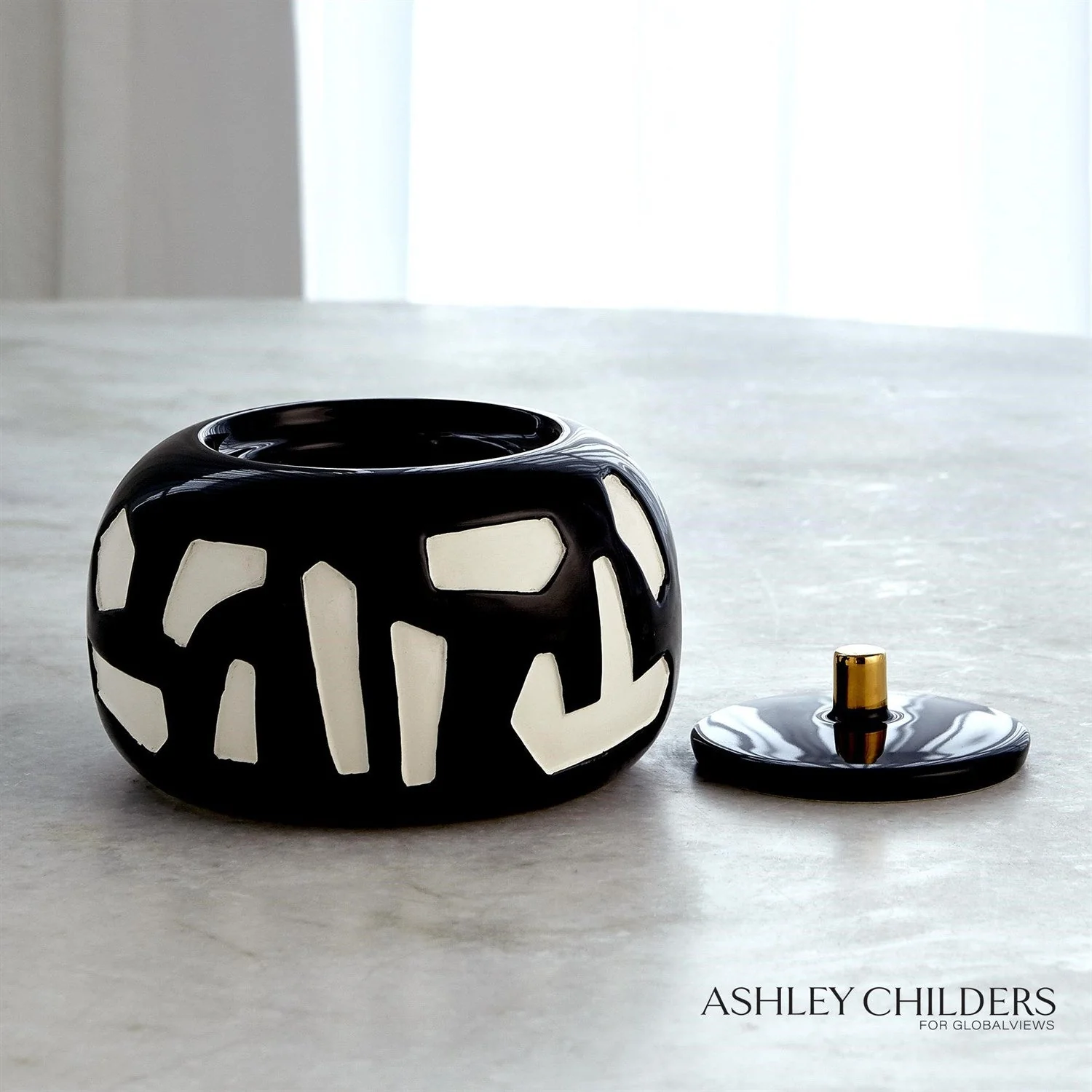Global Views Abstract Gold Jar by Ashley Childers - Image 6
