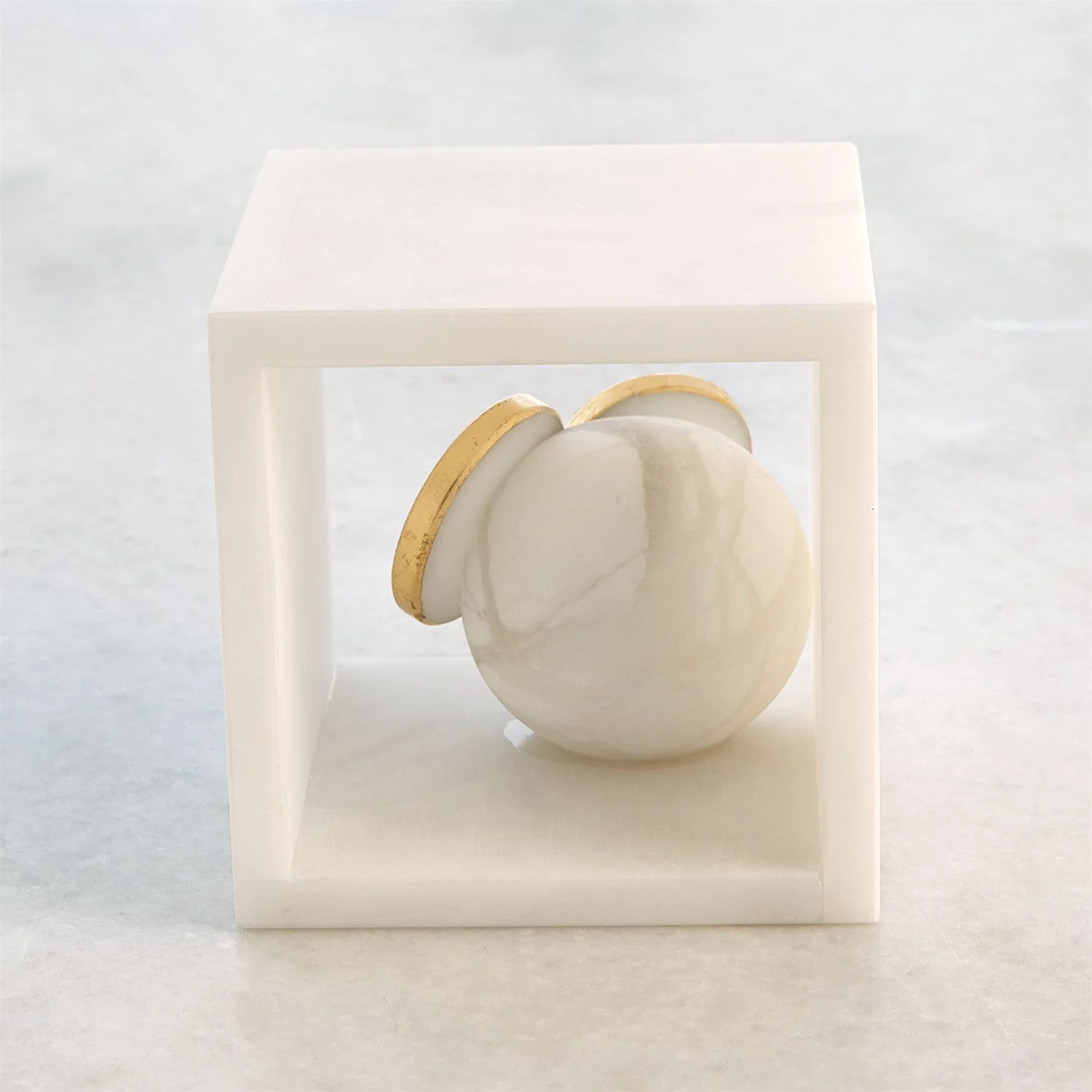 Global Views Alabaster Big Eyed Owl in Cube - Image 8