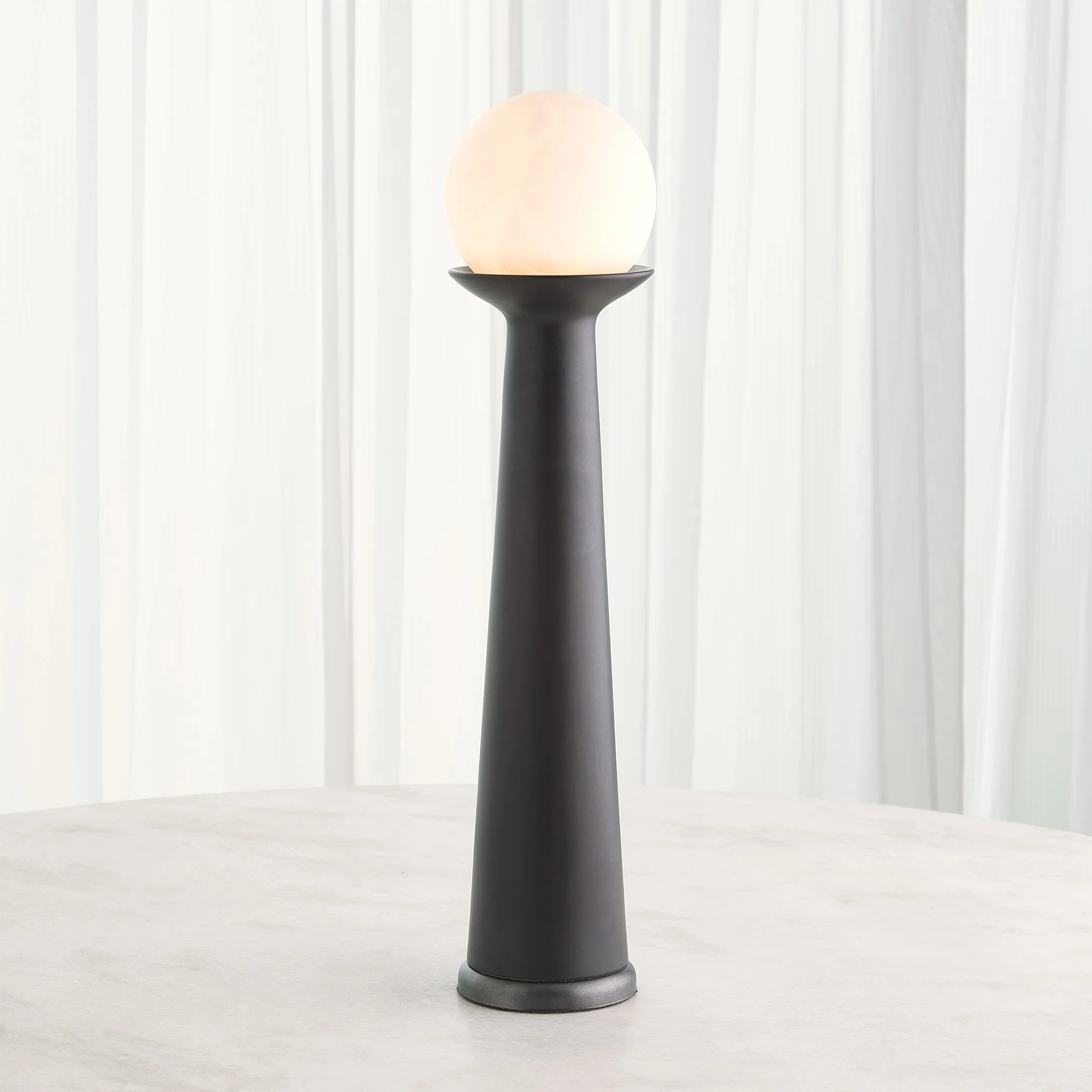 Global Views Alabaster Bulb Tower Lamp-Black - Image 3