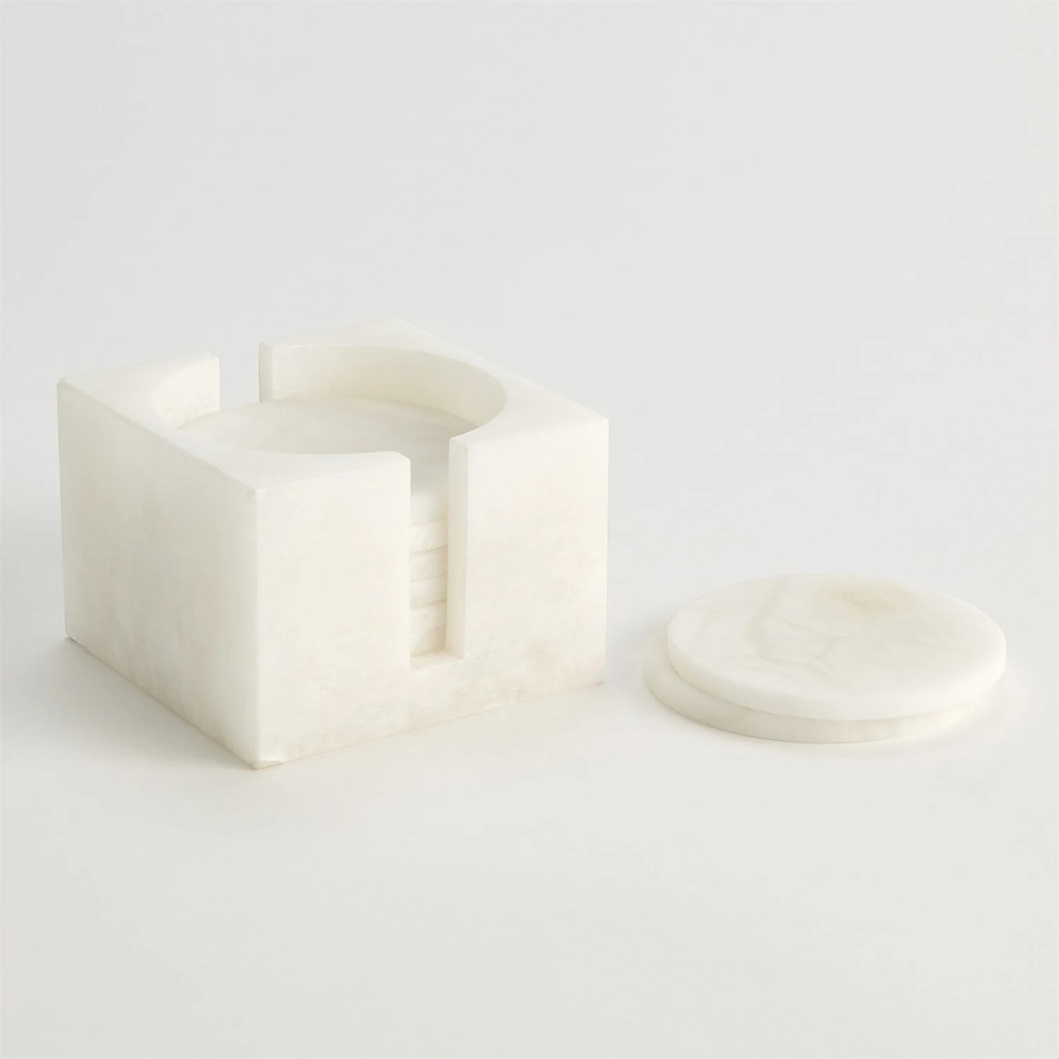 Global Views Alabaster Coasters - Set of 8 with Holder - Image 2