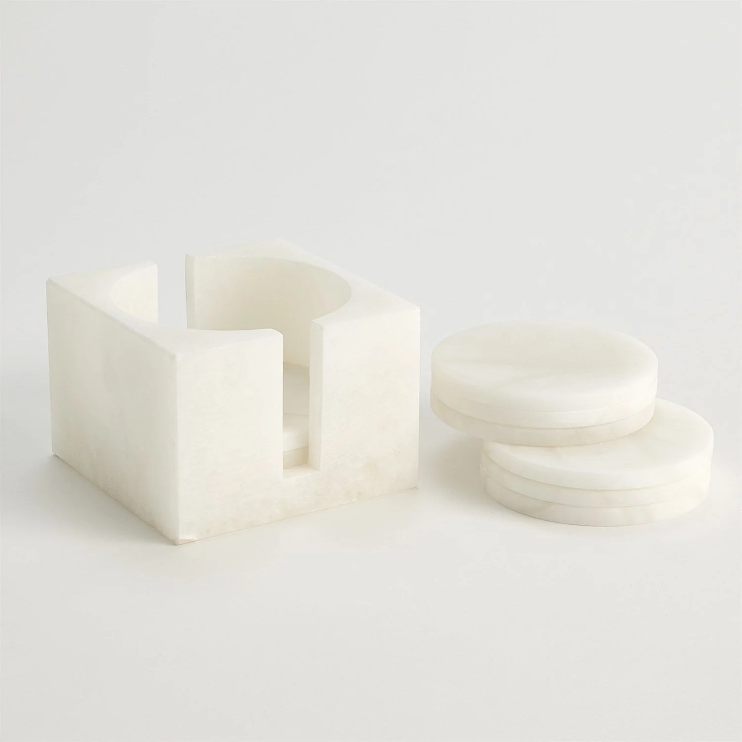 Global Views Alabaster Coasters - Set of 8 with Holder - Image 3