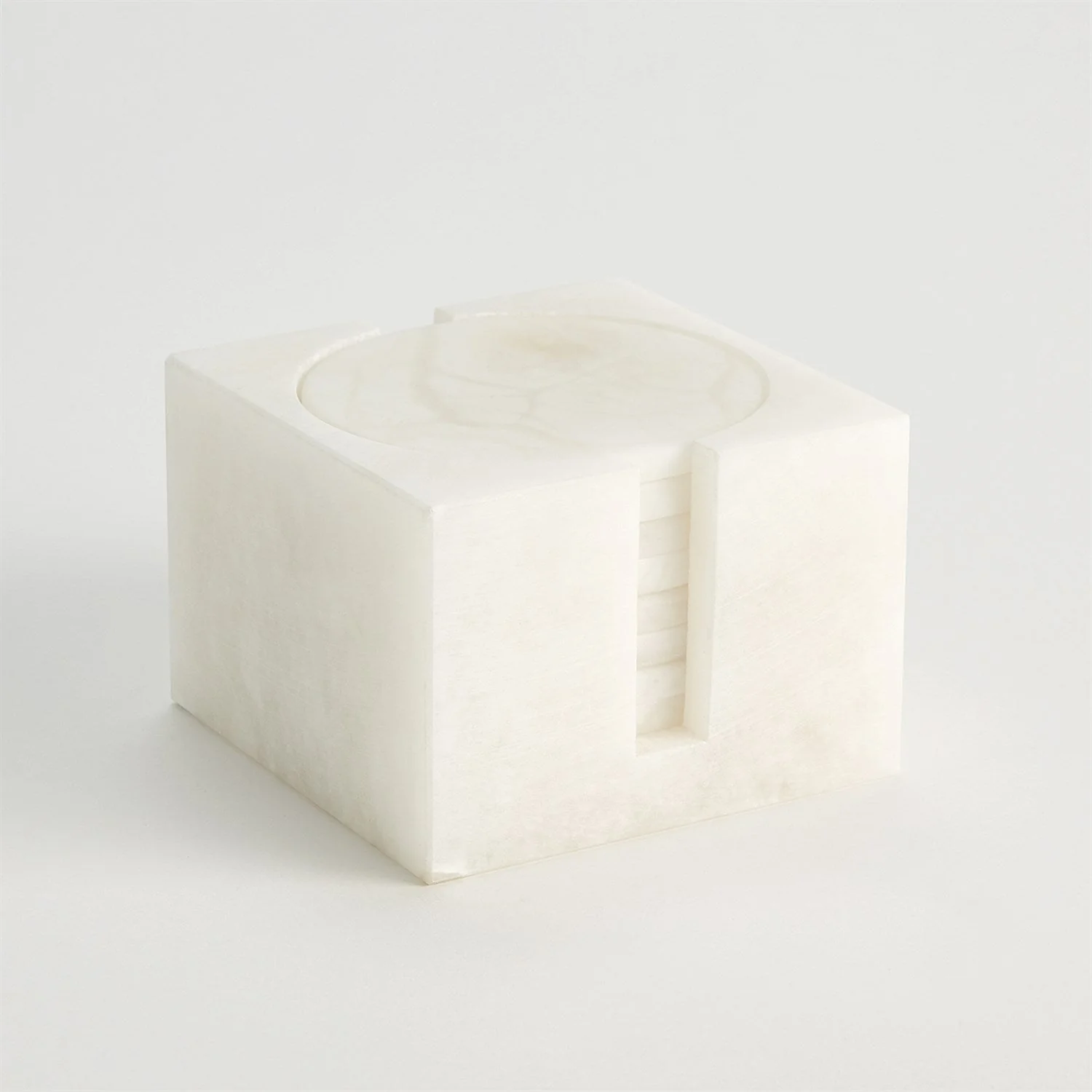 Global Views Alabaster Coasters - Set of 8 with Holder - Image 4