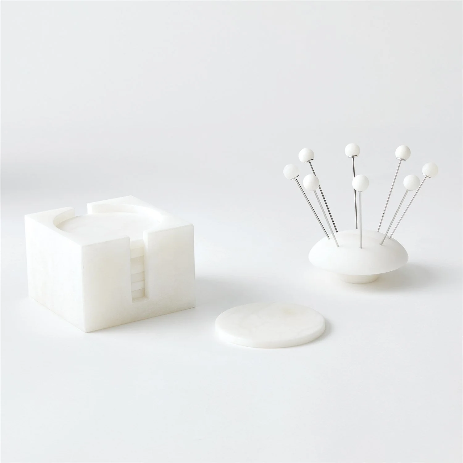 Global Views Alabaster Coasters - Set of 8 with Holder - Image 5