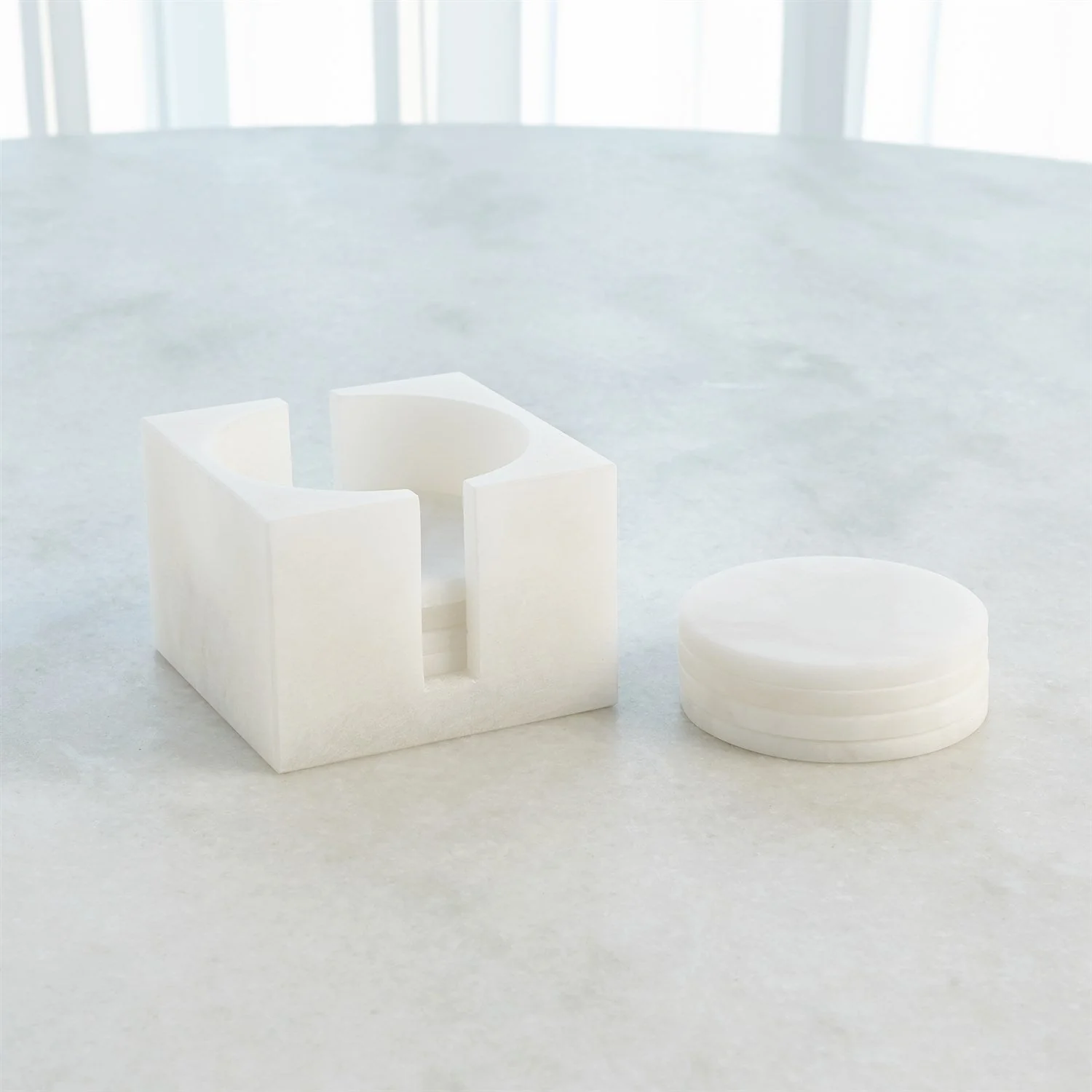 Global Views Alabaster Coasters - Set of 8 with Holder - Image 7