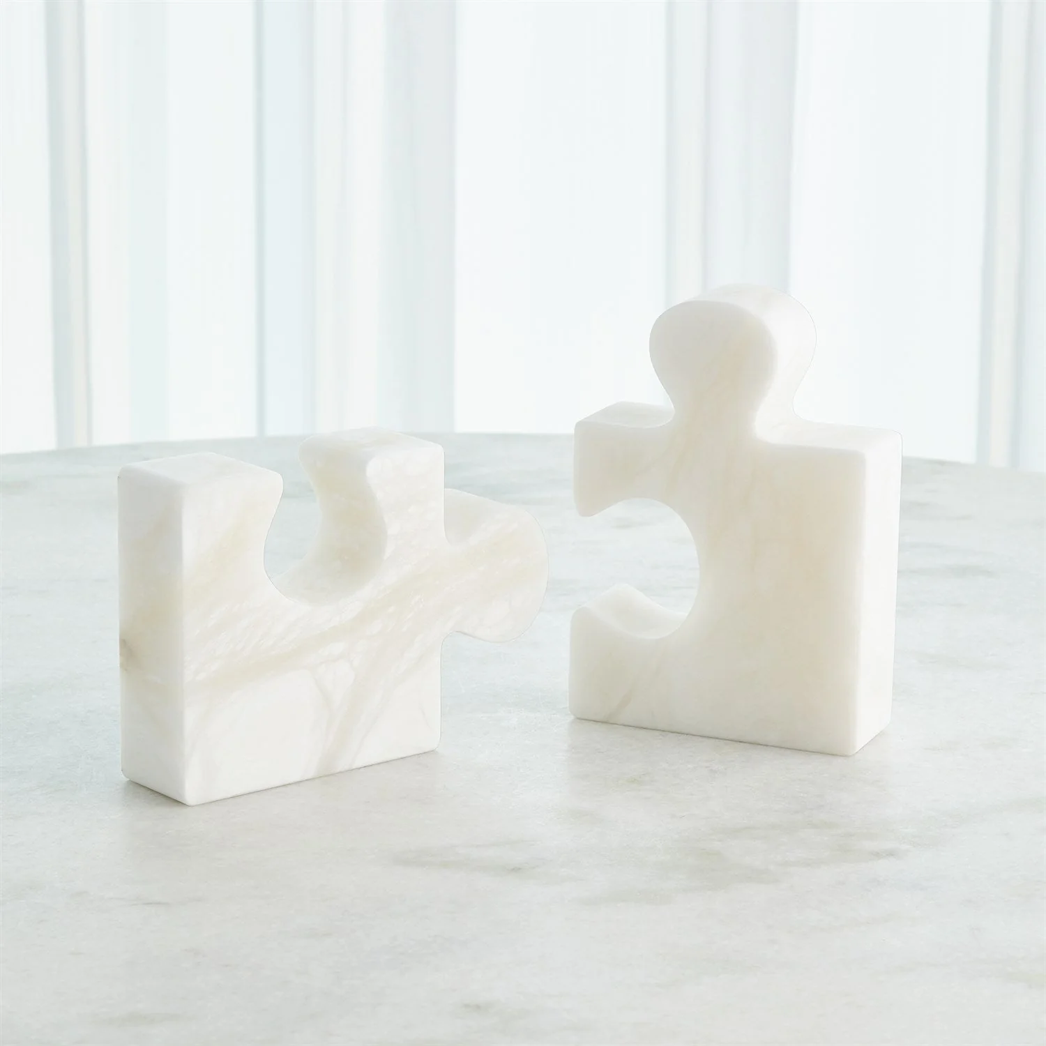 Global Views Alabaster Jigsaw Bookends - Set of 2 - Image 7