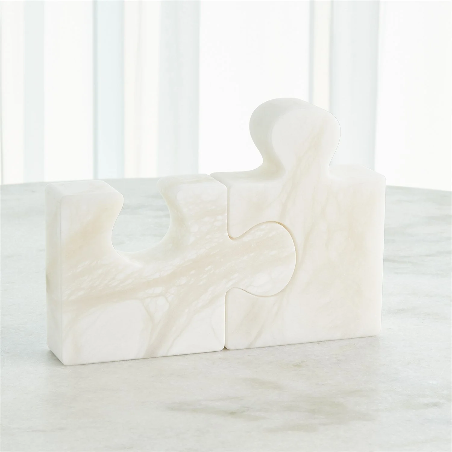 Global Views Alabaster Jigsaw Bookends - Set of 2 - Image 8