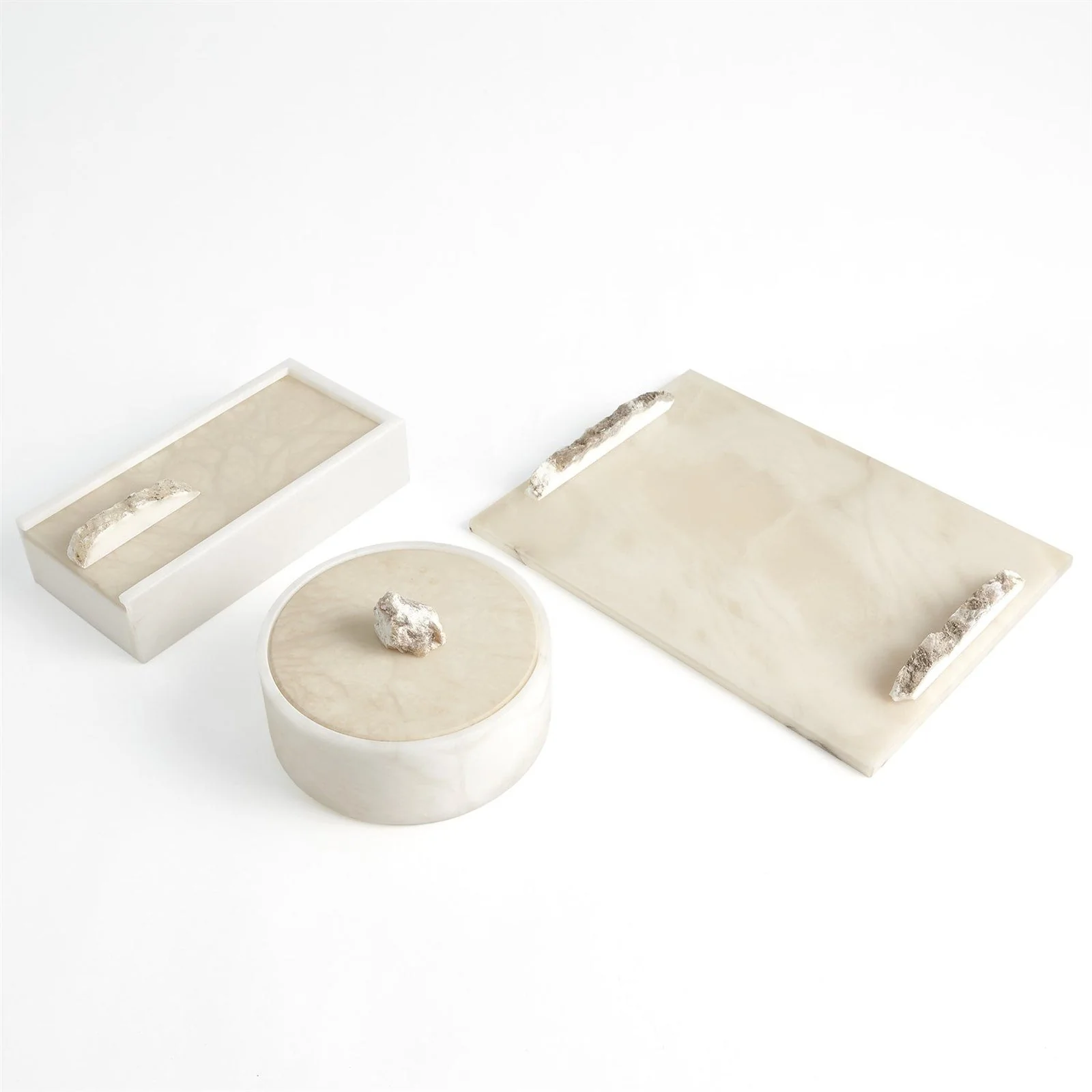 Global Views Alabaster Rectangle Box w/Rock Finial - Image 3