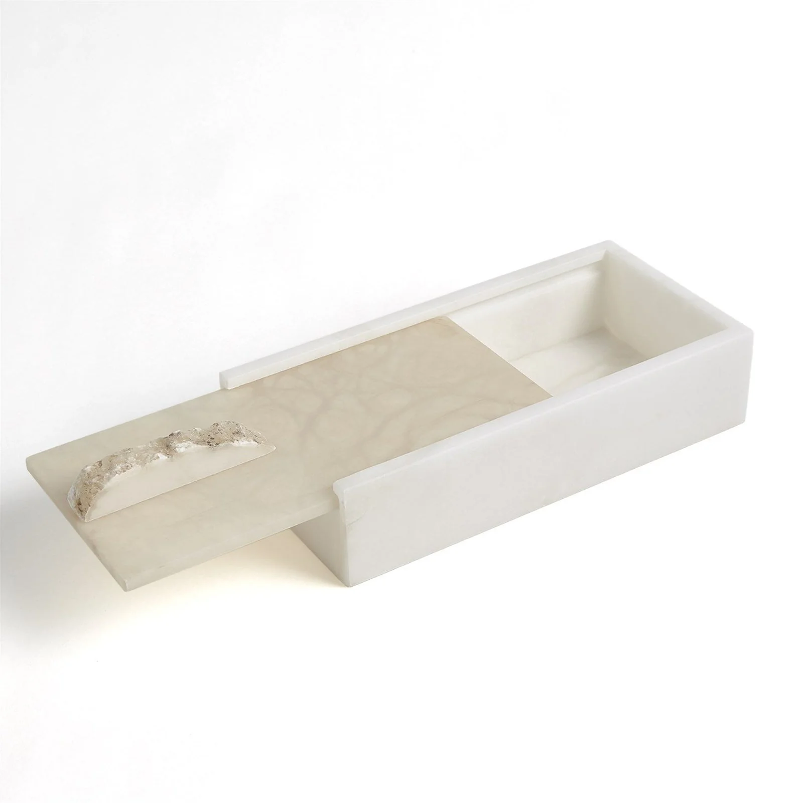 Global Views Alabaster Rectangle Box w/Rock Finial - Image 5