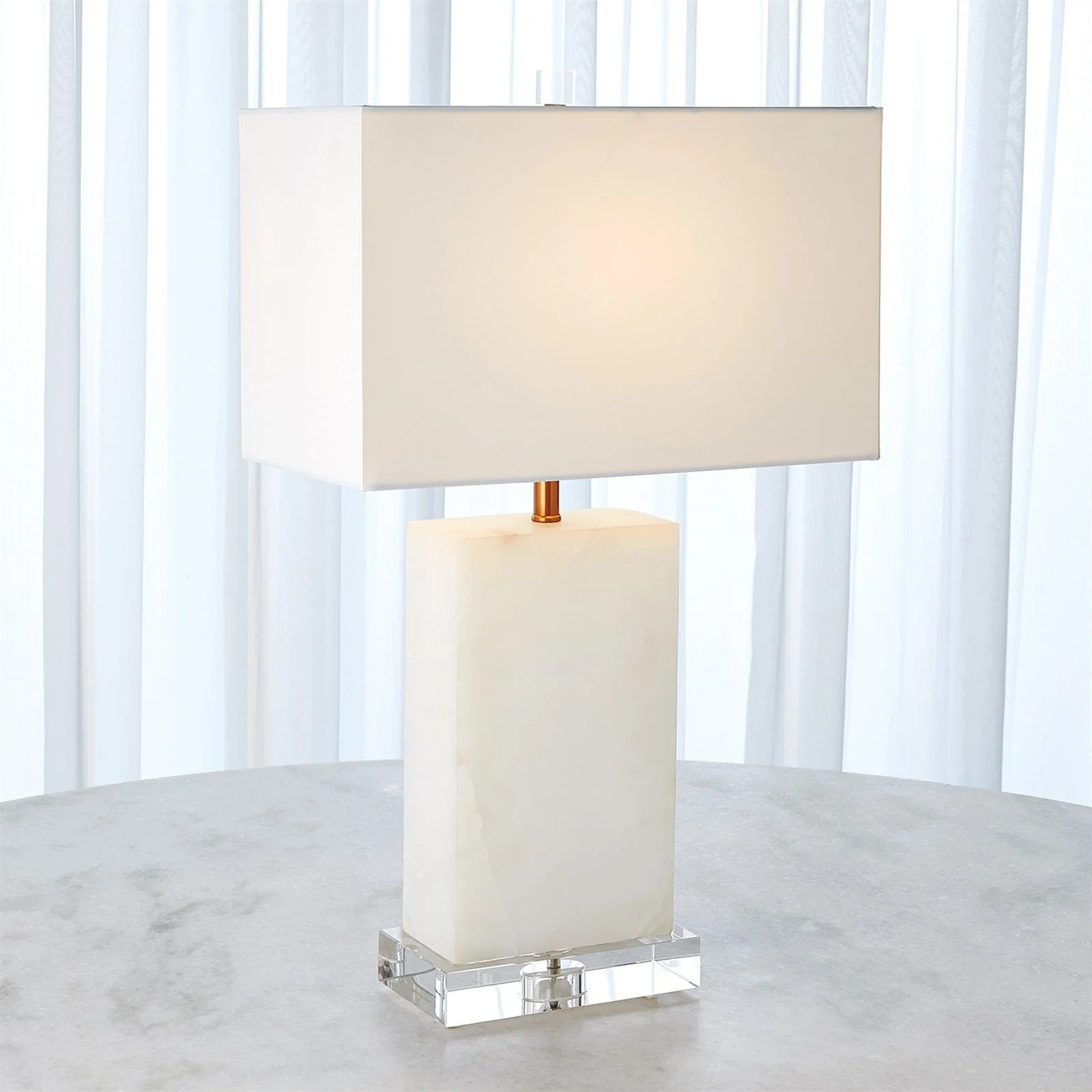 Global Views Alabaster Rectangular Table Lamp Brass - Image 3