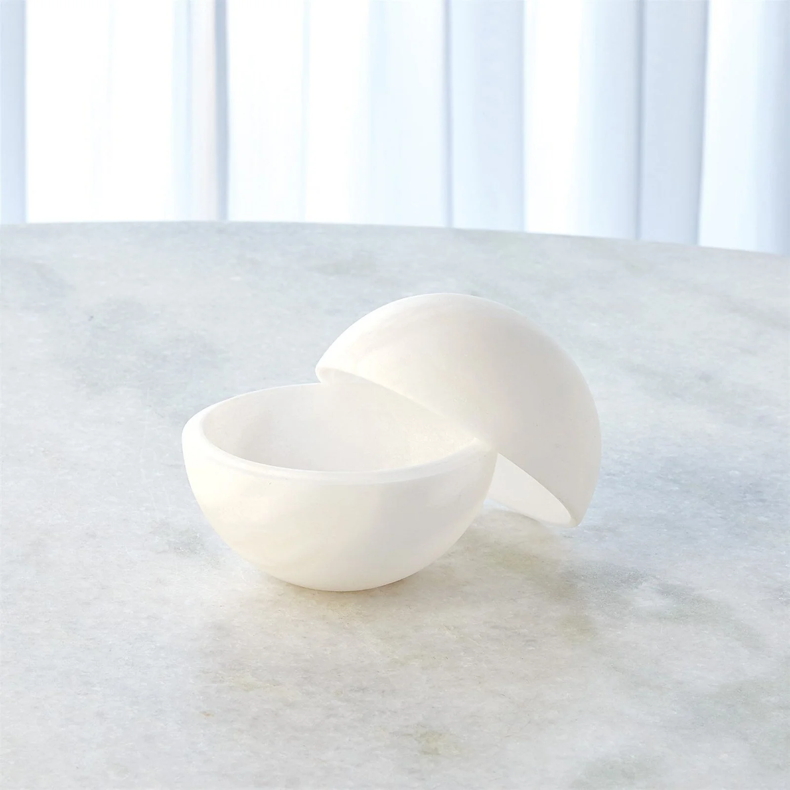 Global Views Alabaster Sphere Box White - Image 10