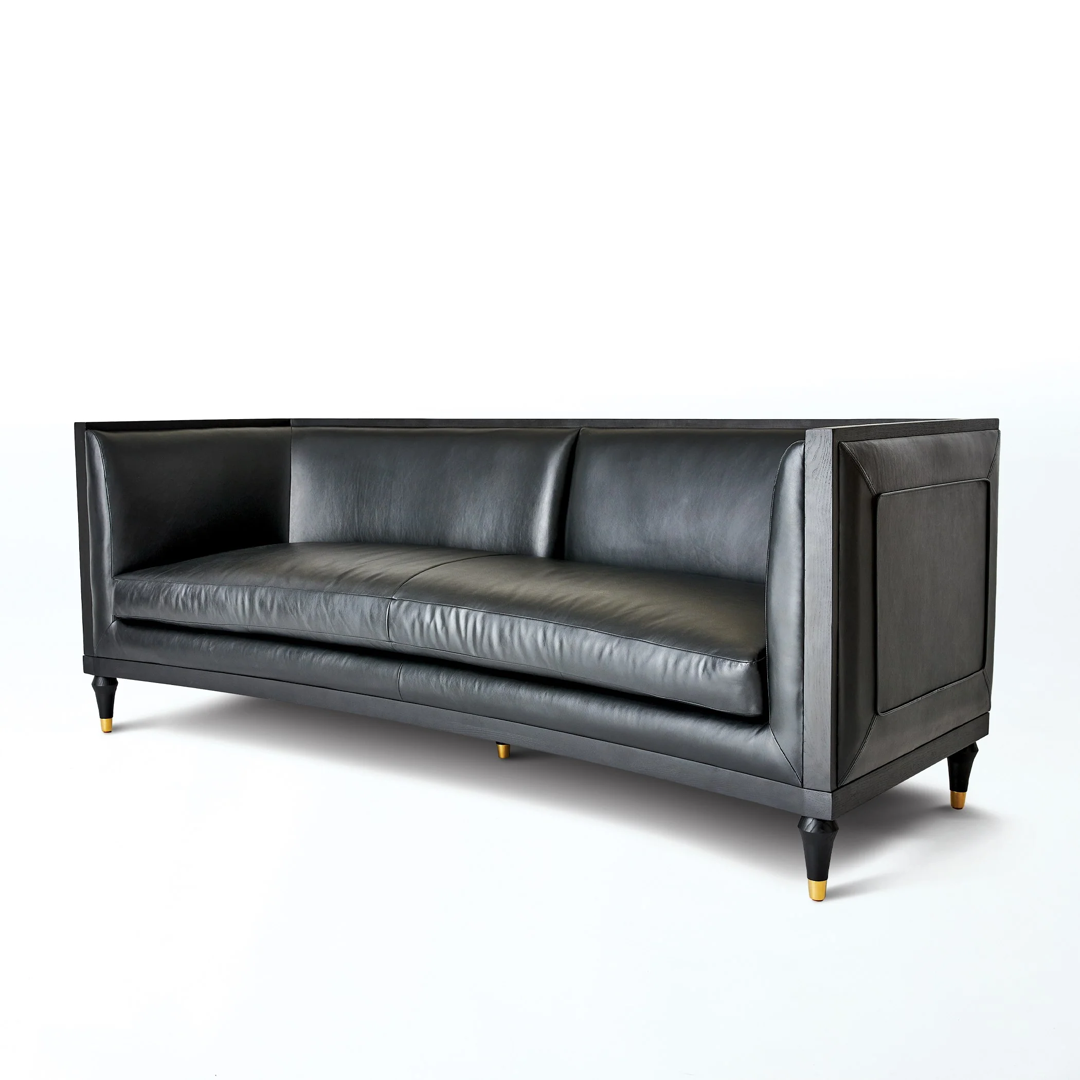 Global Views Arc Sofa-Black Leather - Image 2