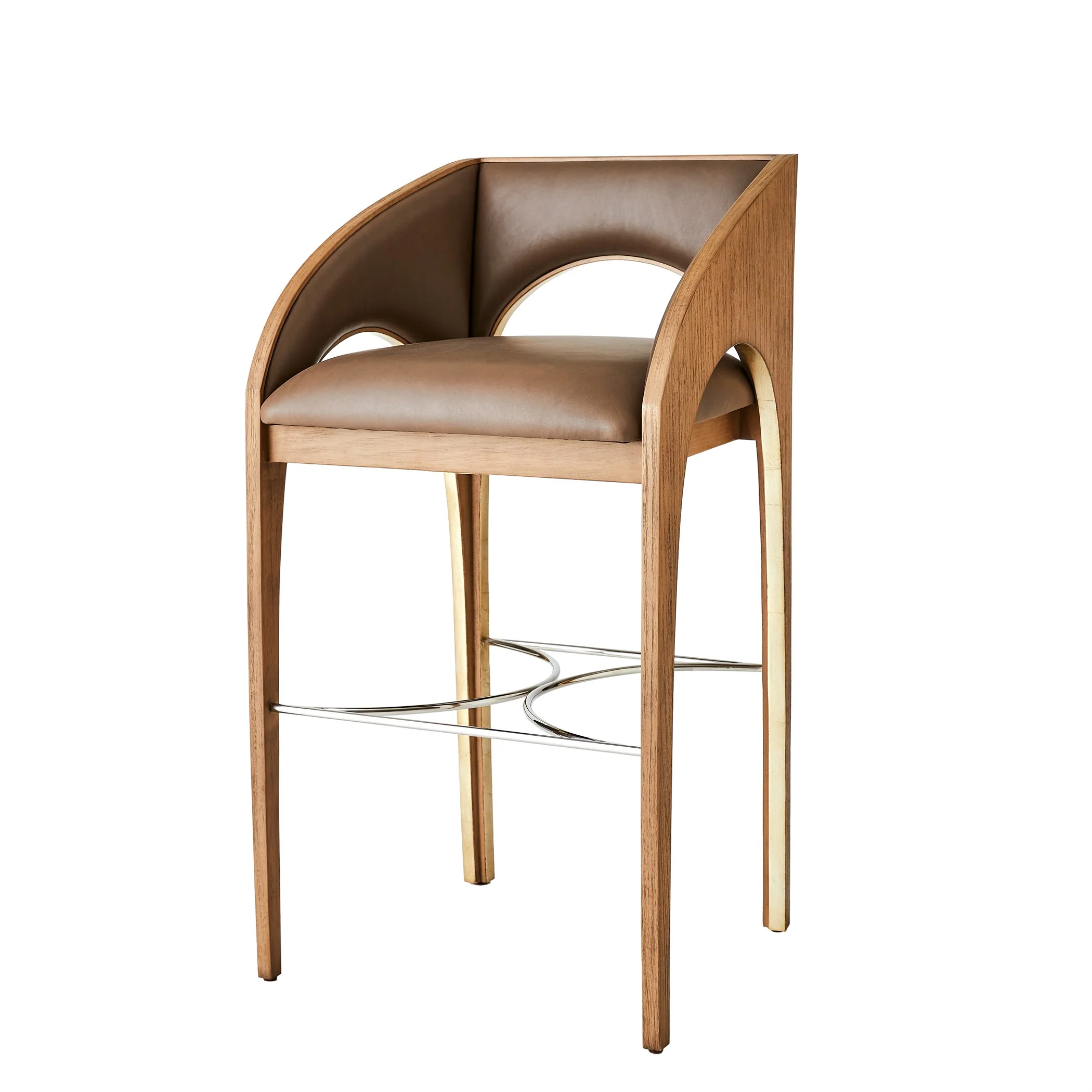 Global Views Arches Bar Stool-Nutmeg/Champagne - Image 7