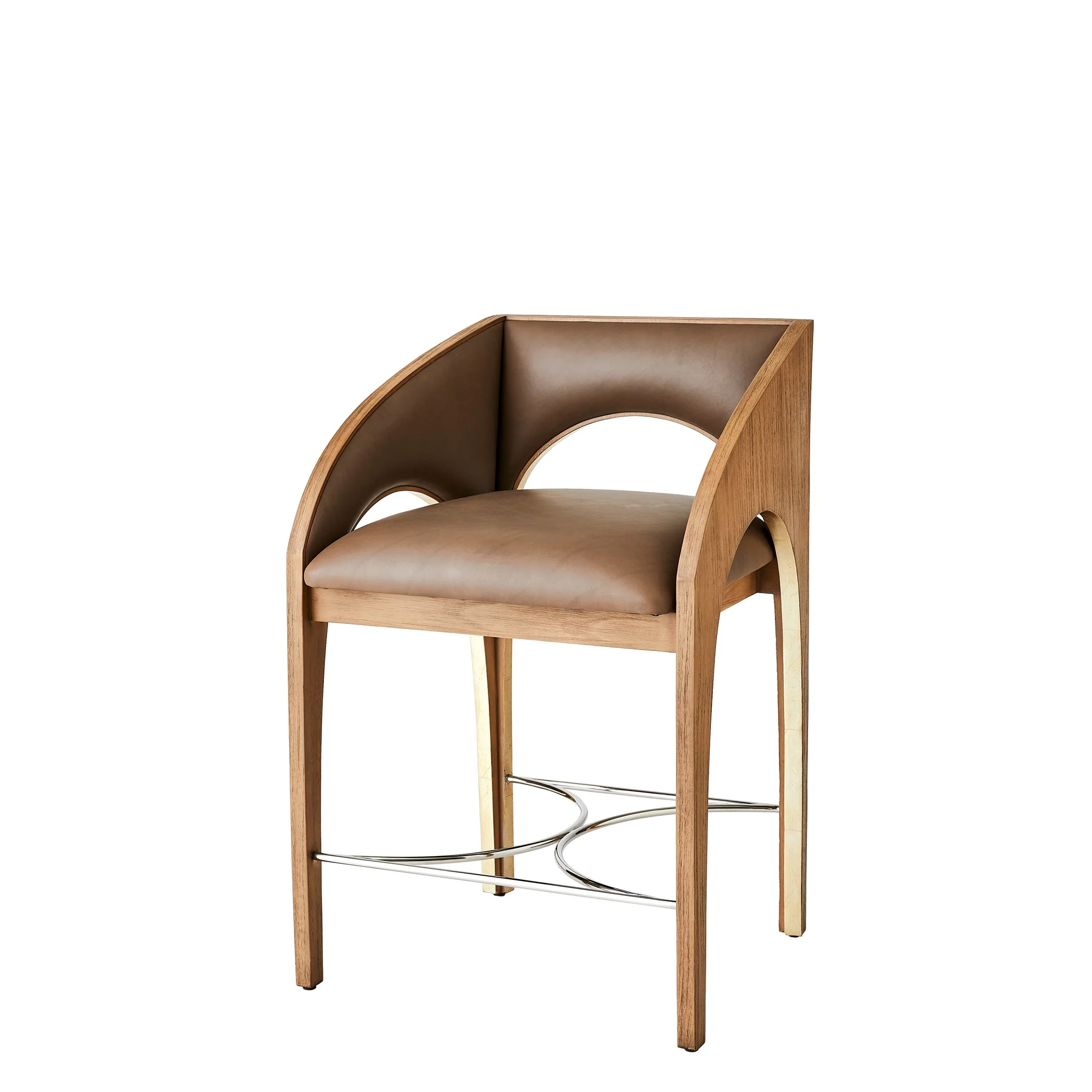 Global Views Arches Counter Stool-Nutmeg/Champagne - Image 5
