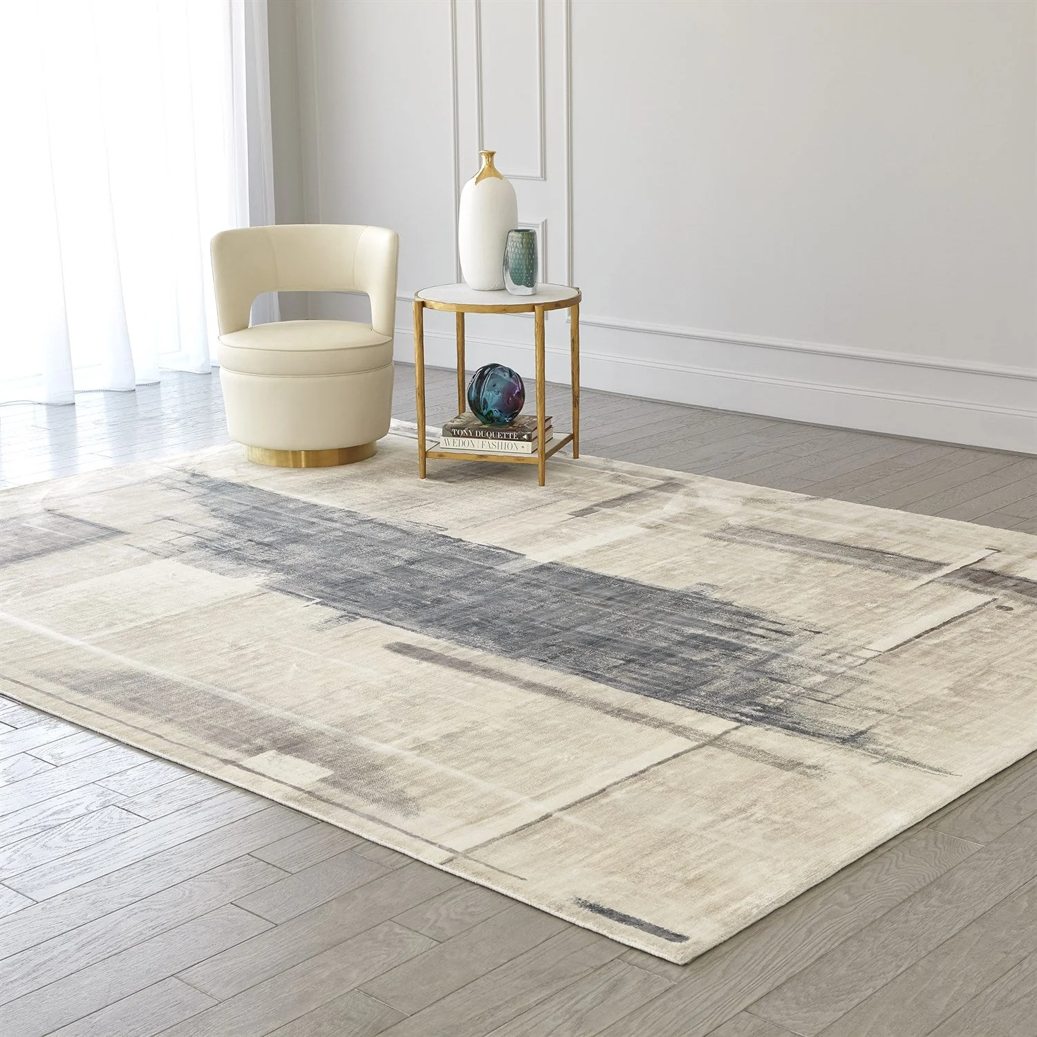 Global Views Art Rug - Grey - Image 3