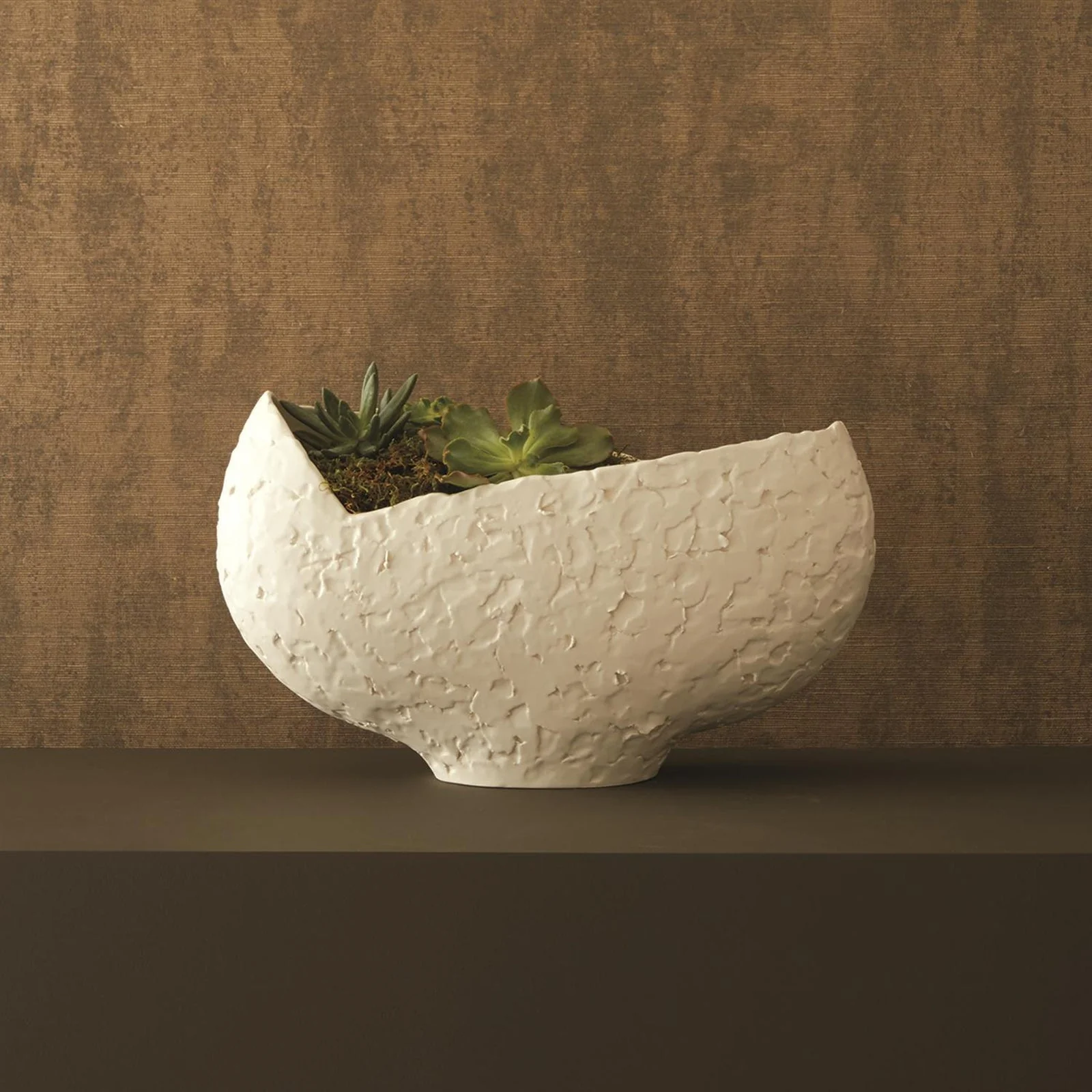 Global Views Asymmetrical Stipple Bowl-Matte White - Image 2