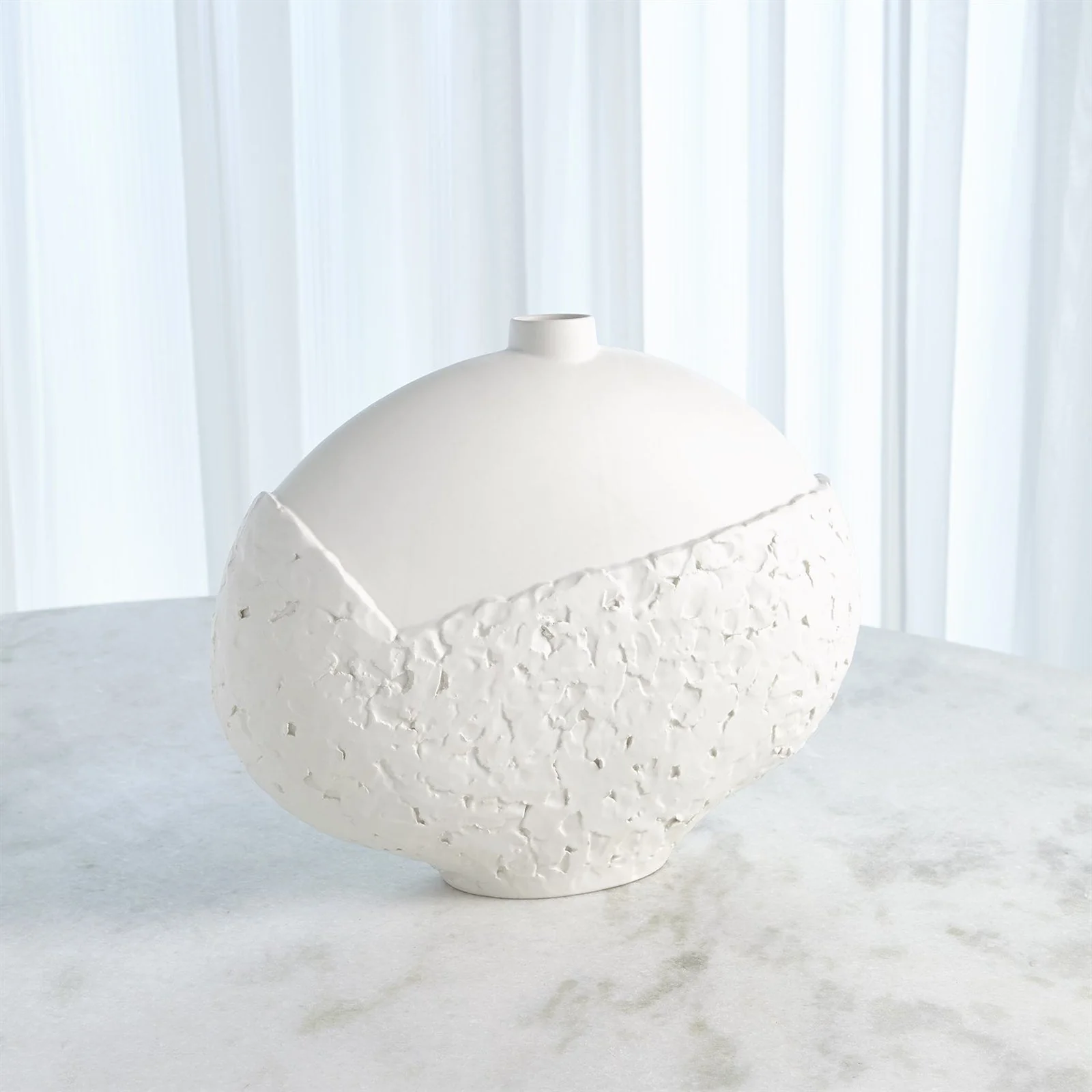 Global Views Asymmetrical Stipple Vase-Matte White - Image 2