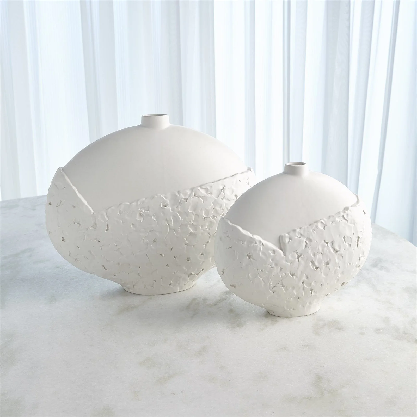 Global Views Asymmetrical Stipple Vase-Matte White - Image 3