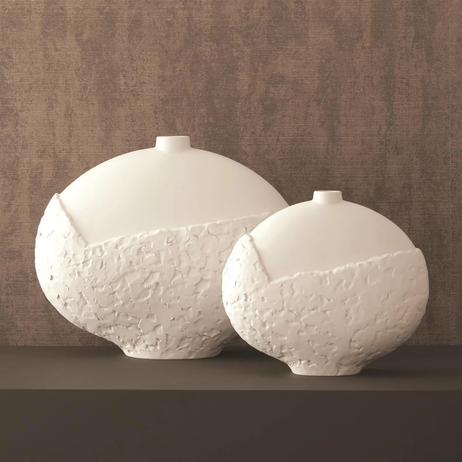 Global Views Asymmetrical Stipple Vase-Matte White - Image 4