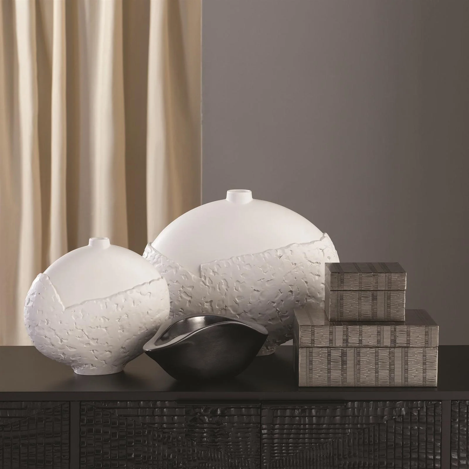Global Views Asymmetrical Stipple Vase-Matte White - Image 5