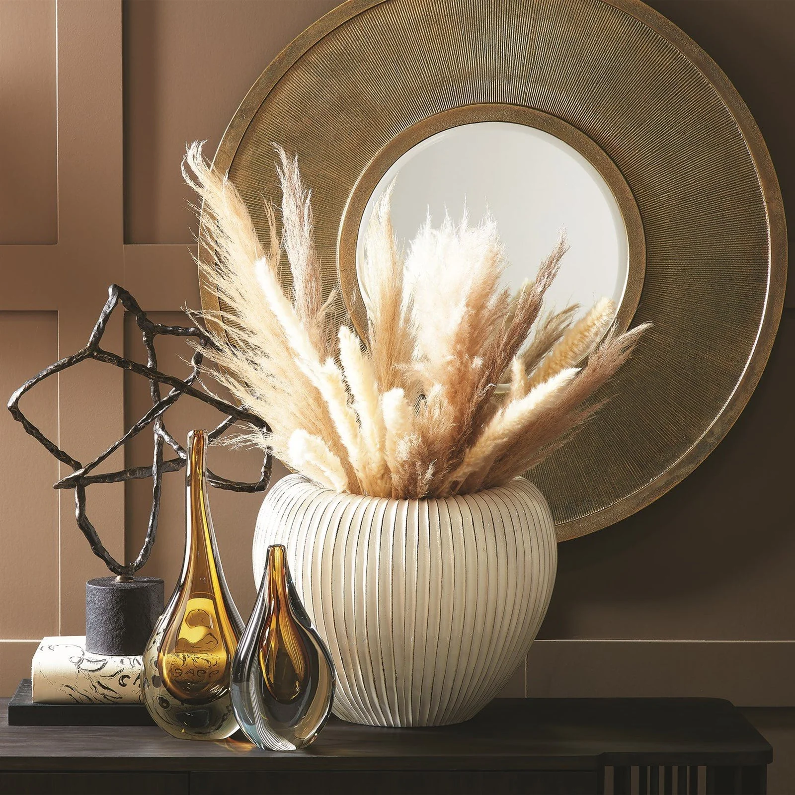 Global Views Baleen Cachepot-Ivory w/Brown Edges - Image 6