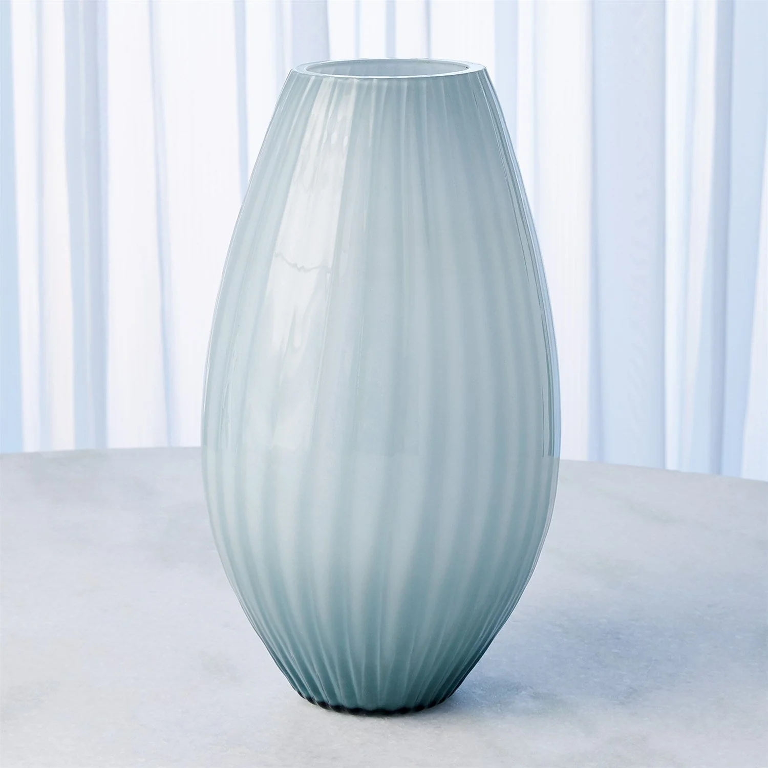 Global Views Blue Cased Glass Stripe Vase Clearance - Image 3