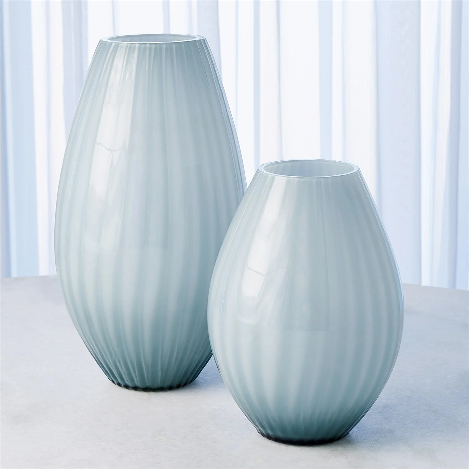 Global Views Blue Cased Glass Stripe Vase Clearance - Image 4
