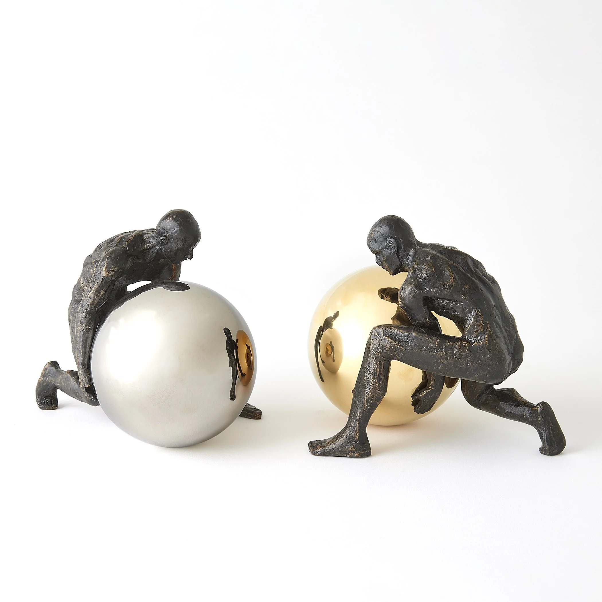 Global Views Boulder Man Bronze w/Brass Sphere - Image 3
