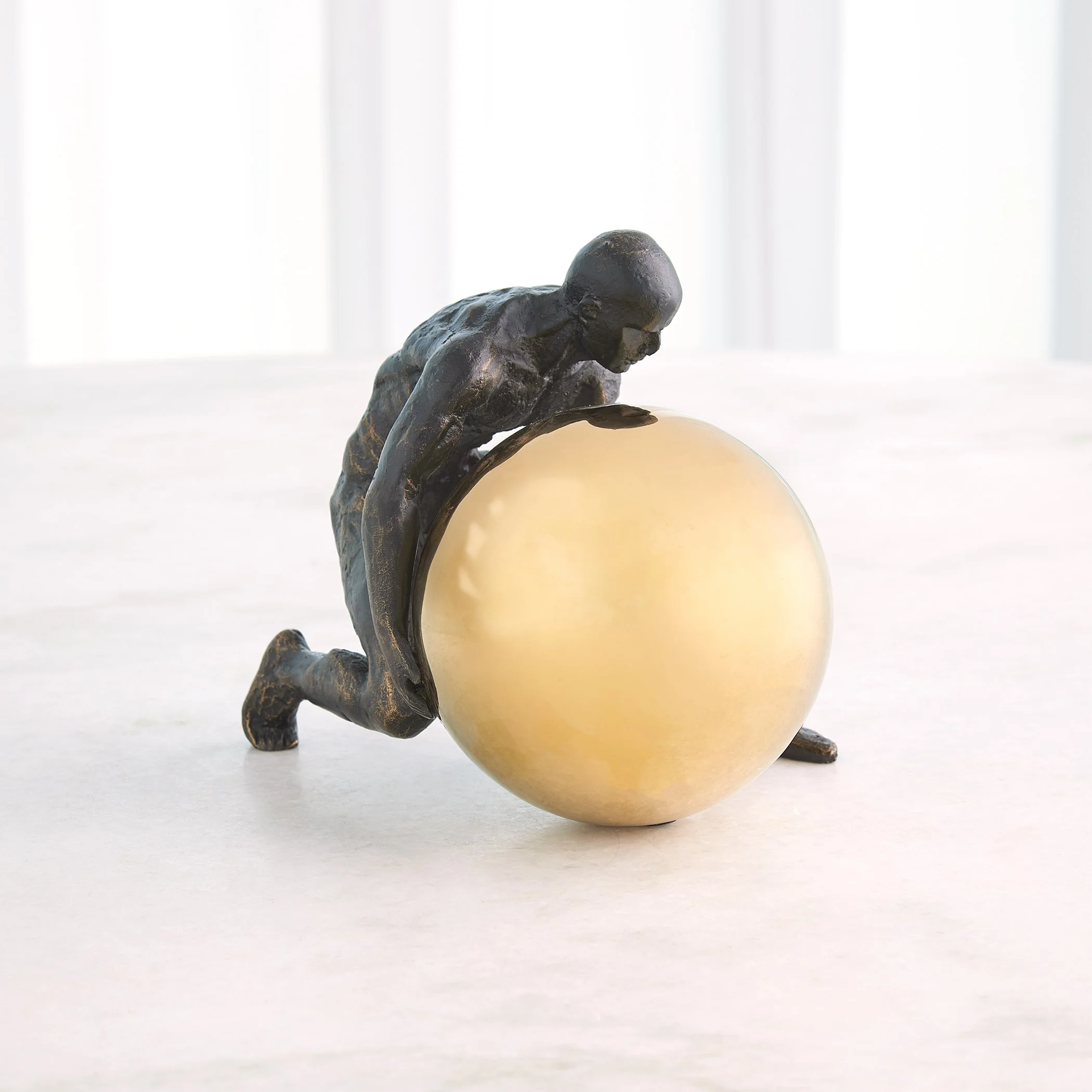 Global Views Boulder Man Bronze w/Brass Sphere - Image 5
