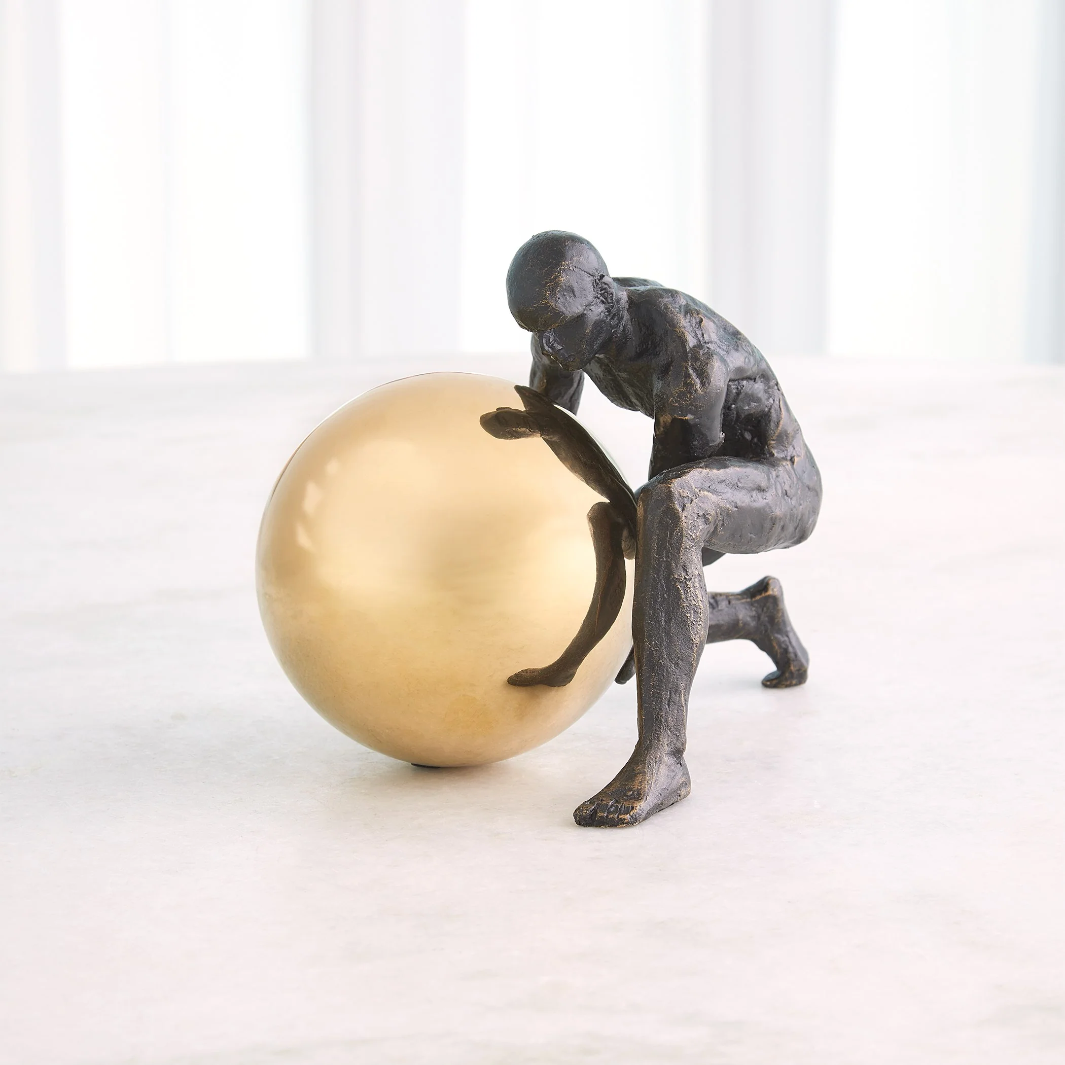 Global Views Boulder Man Bronze w/Brass Sphere - Image 6