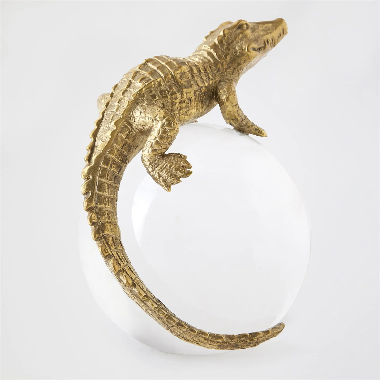 Global Views Brass Alligator on Orb - Image 2