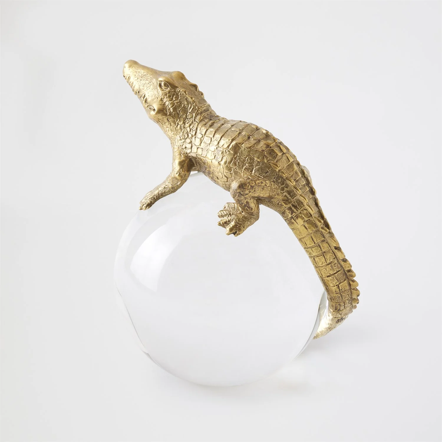 Global Views Brass Alligator on Orb - Image 3