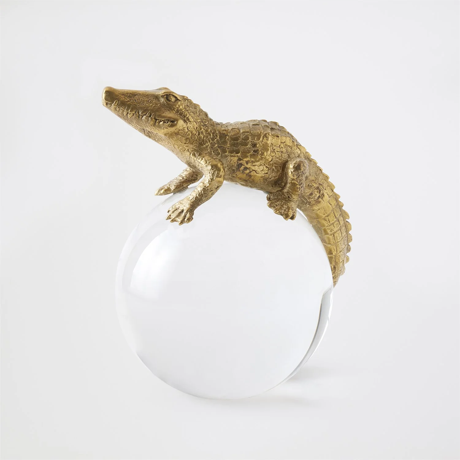 Global Views Brass Alligator on Orb - Image 4