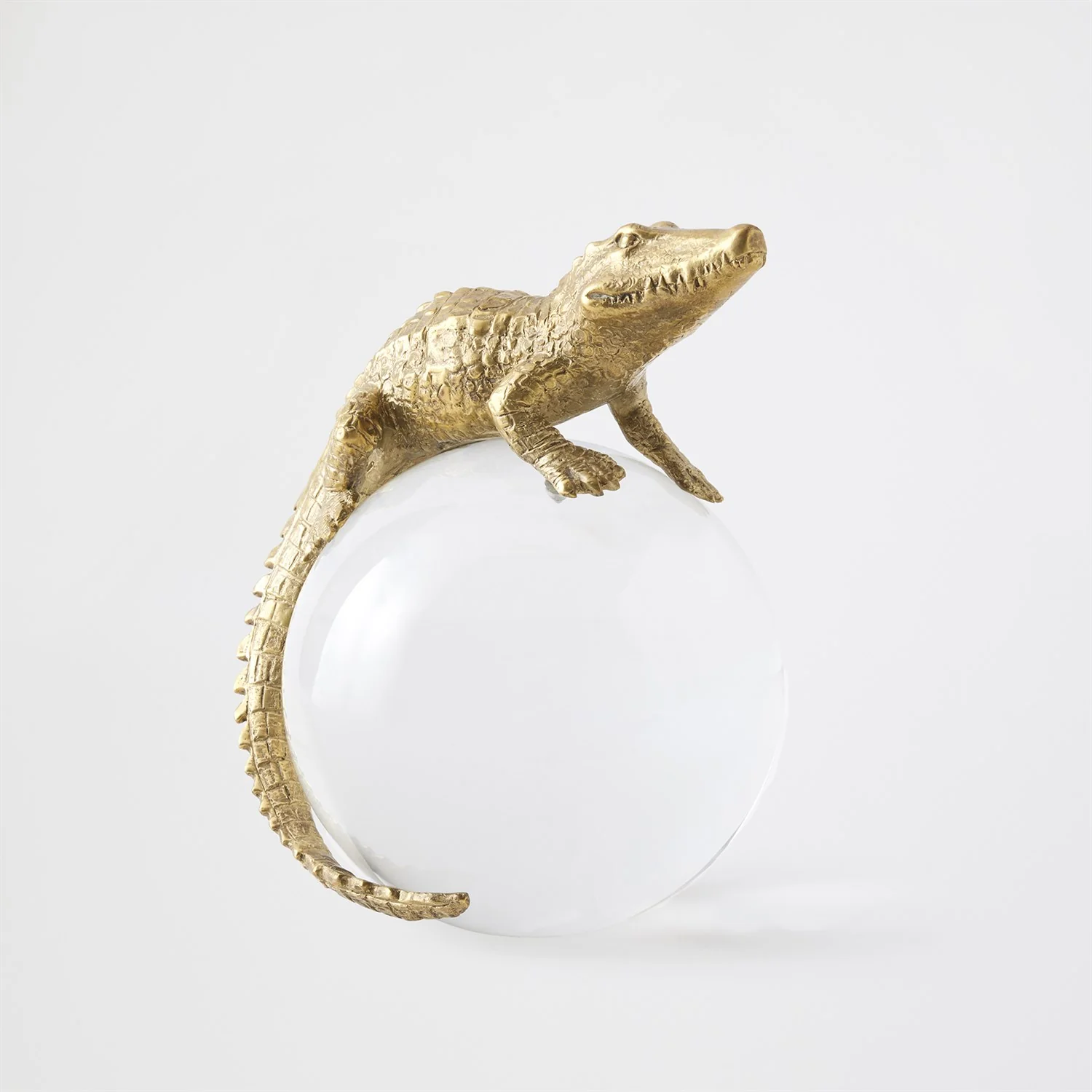Global Views Brass Alligator on Orb - Image 5