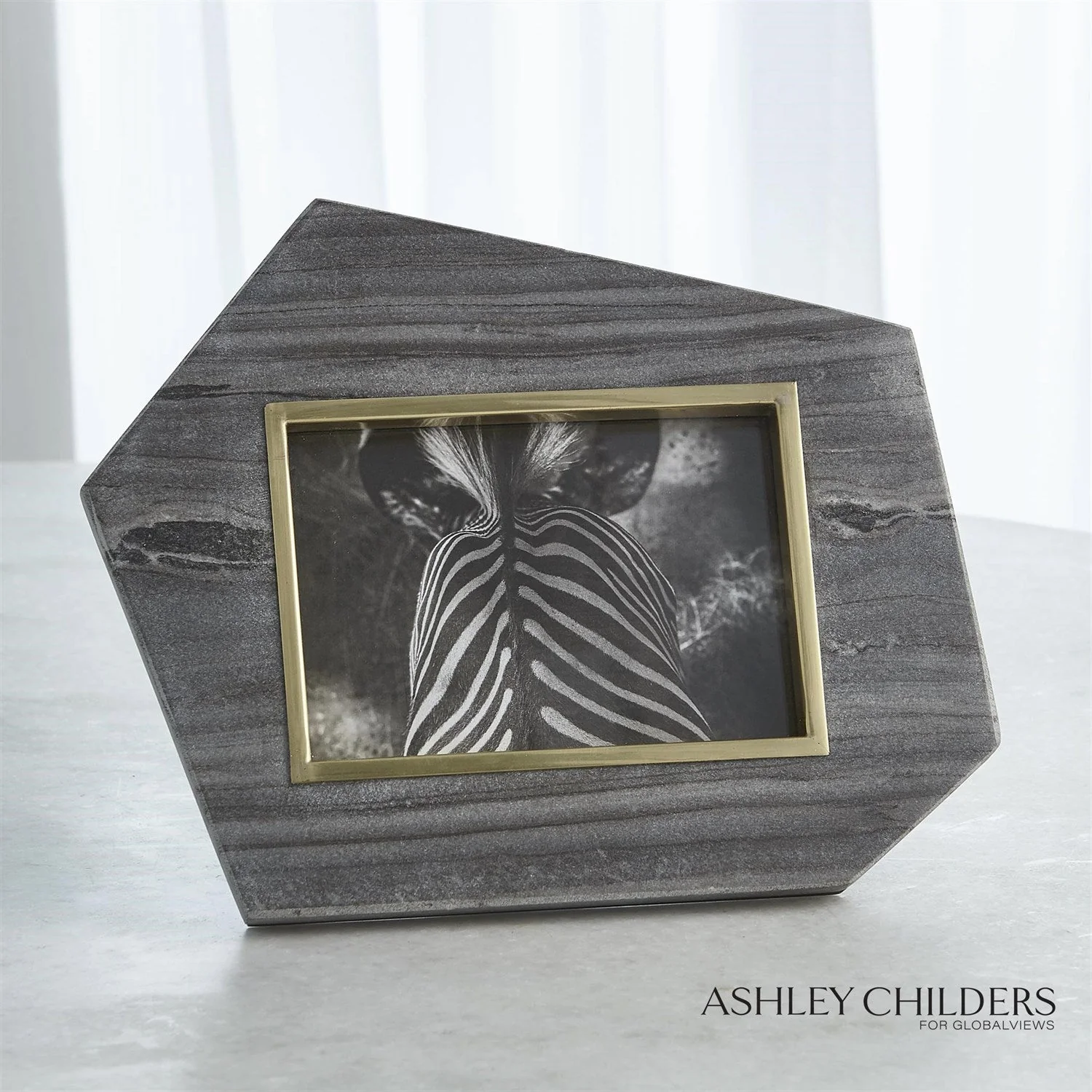 Global Views Brass Frame Grey Stone Photo Frame by Ashley Childers - Image 4