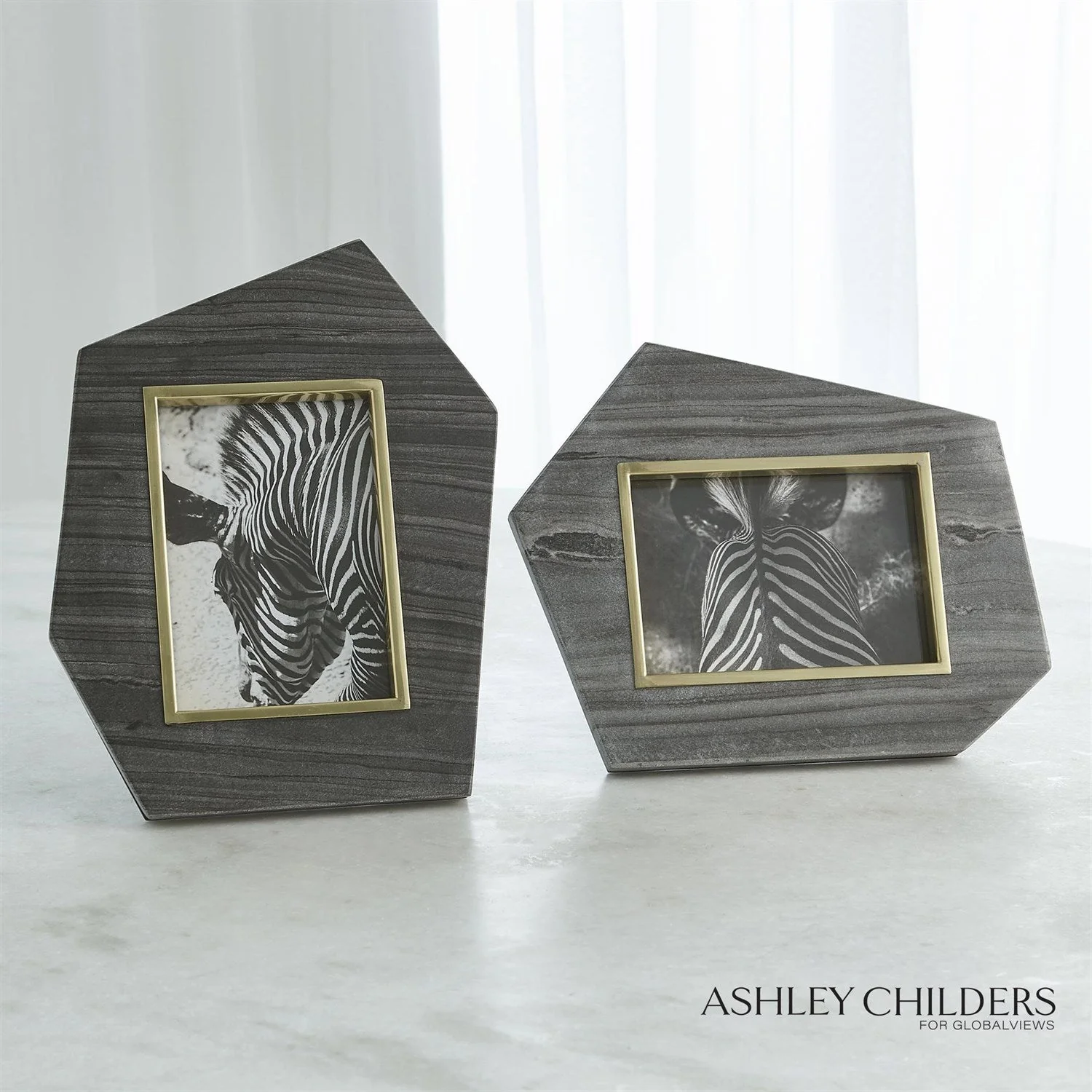 Global Views Brass Frame Grey Stone Photo Frame by Ashley Childers - Image 5