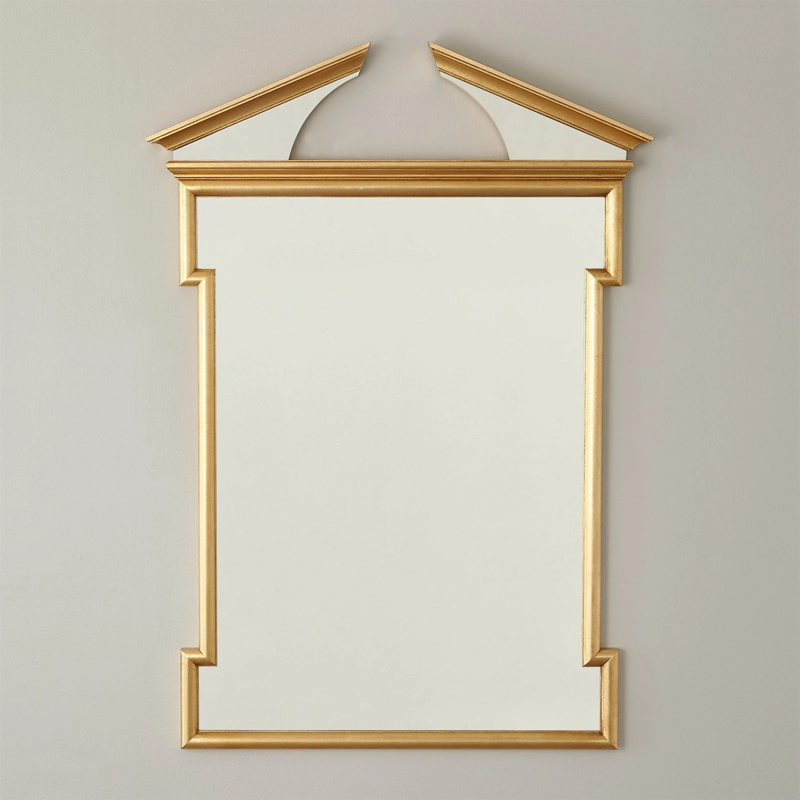 Global Views Broken Pediment Mirror-Gold Leaf