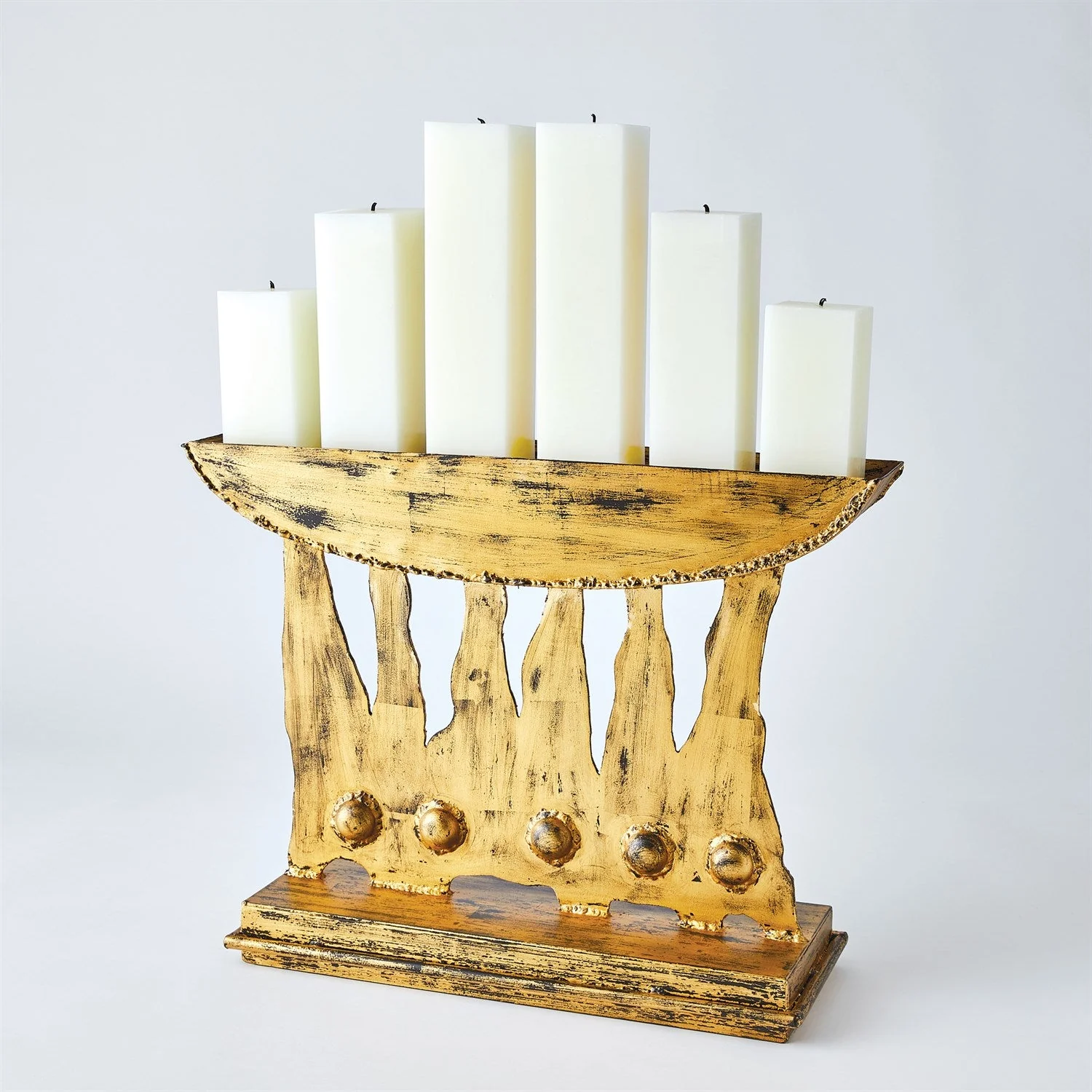 Global Views Brutalist Candelabra - Gold Leaf Clearance - Image 2