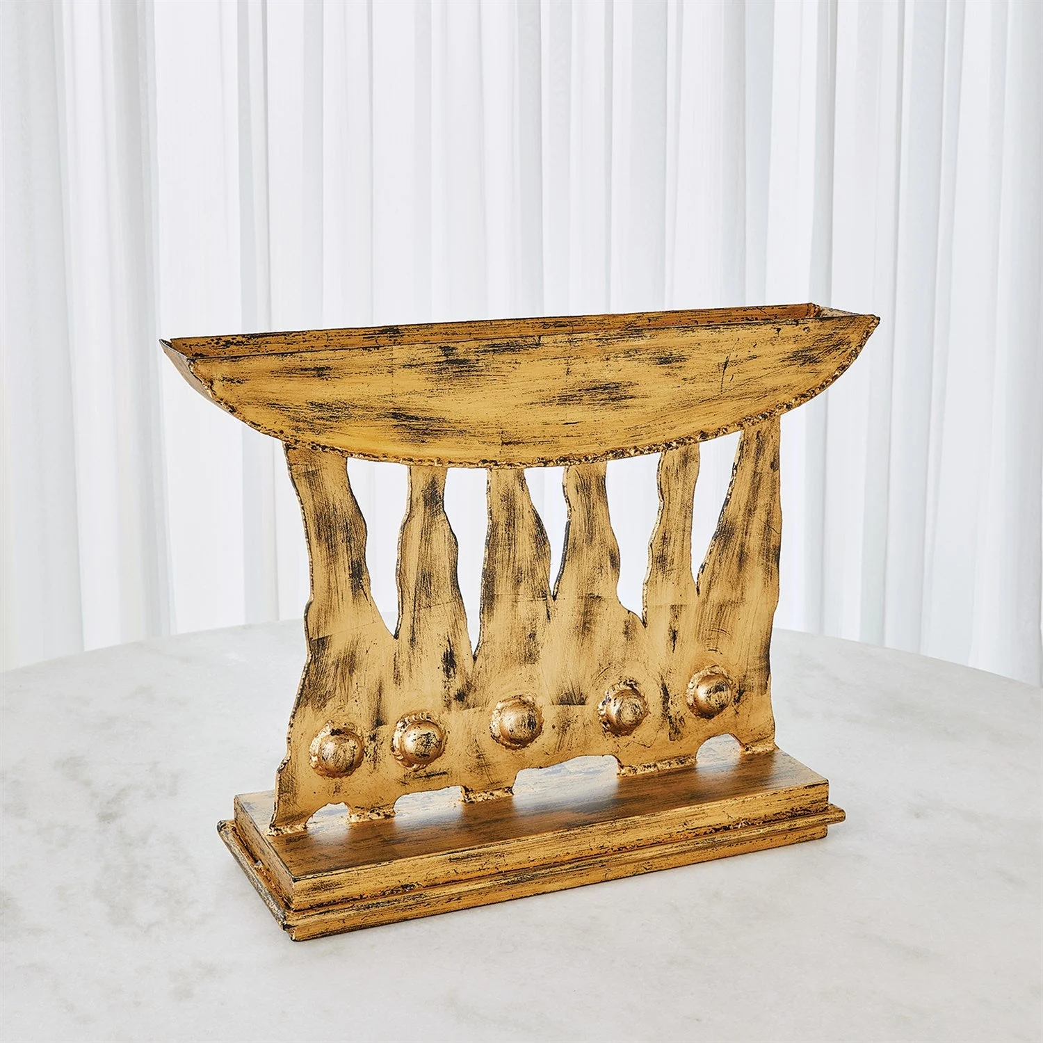 Global Views Brutalist Candelabra - Gold Leaf Clearance - Image 4
