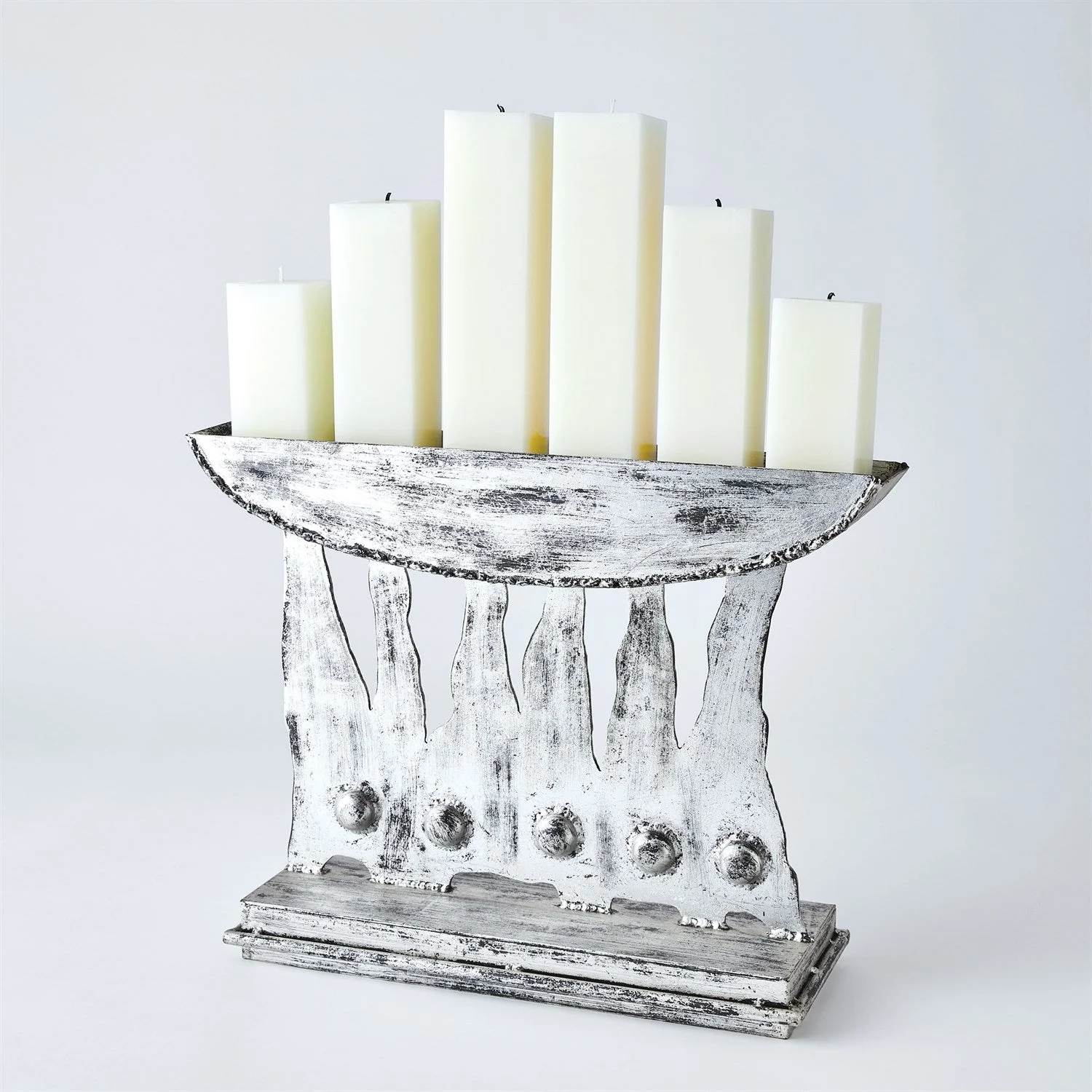 Global Views Brutalist Candelabra - Silver Leaf Clearance - Image 2