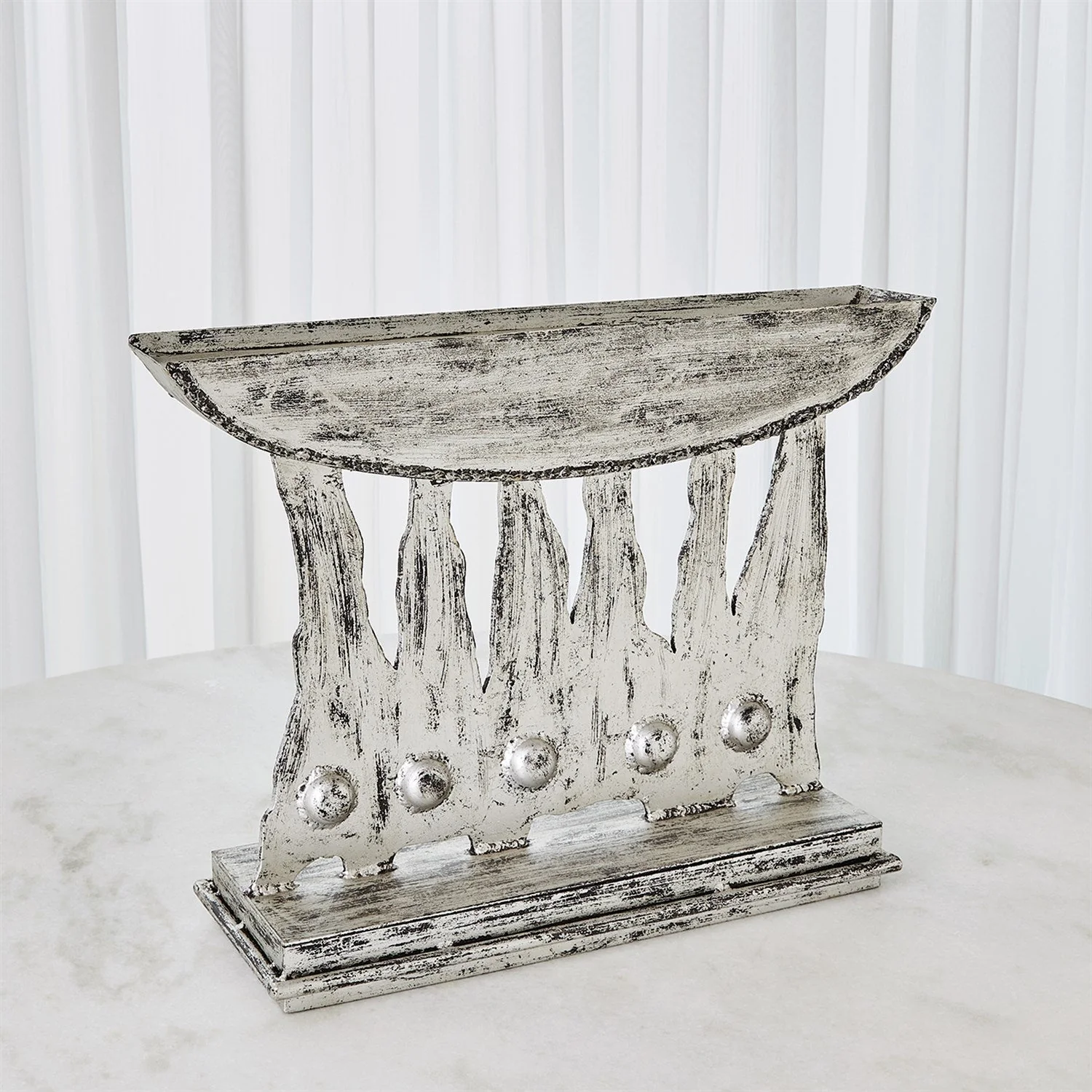 Global Views Brutalist Candelabra - Silver Leaf Clearance - Image 4