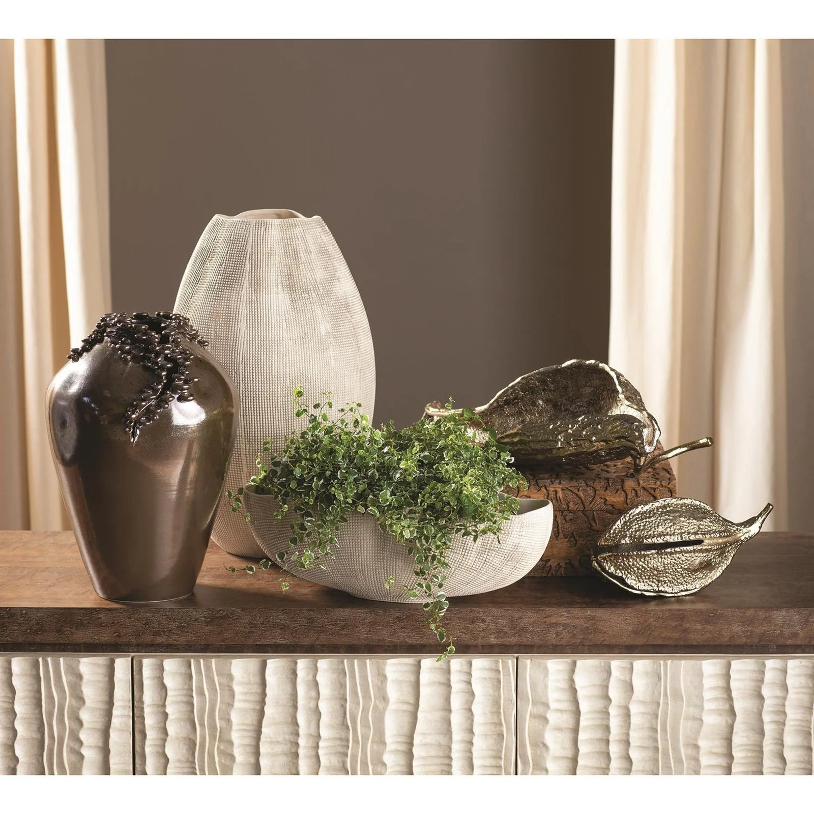 Global Views Cascading Reef Vase-Reactive Bronze - Image 5