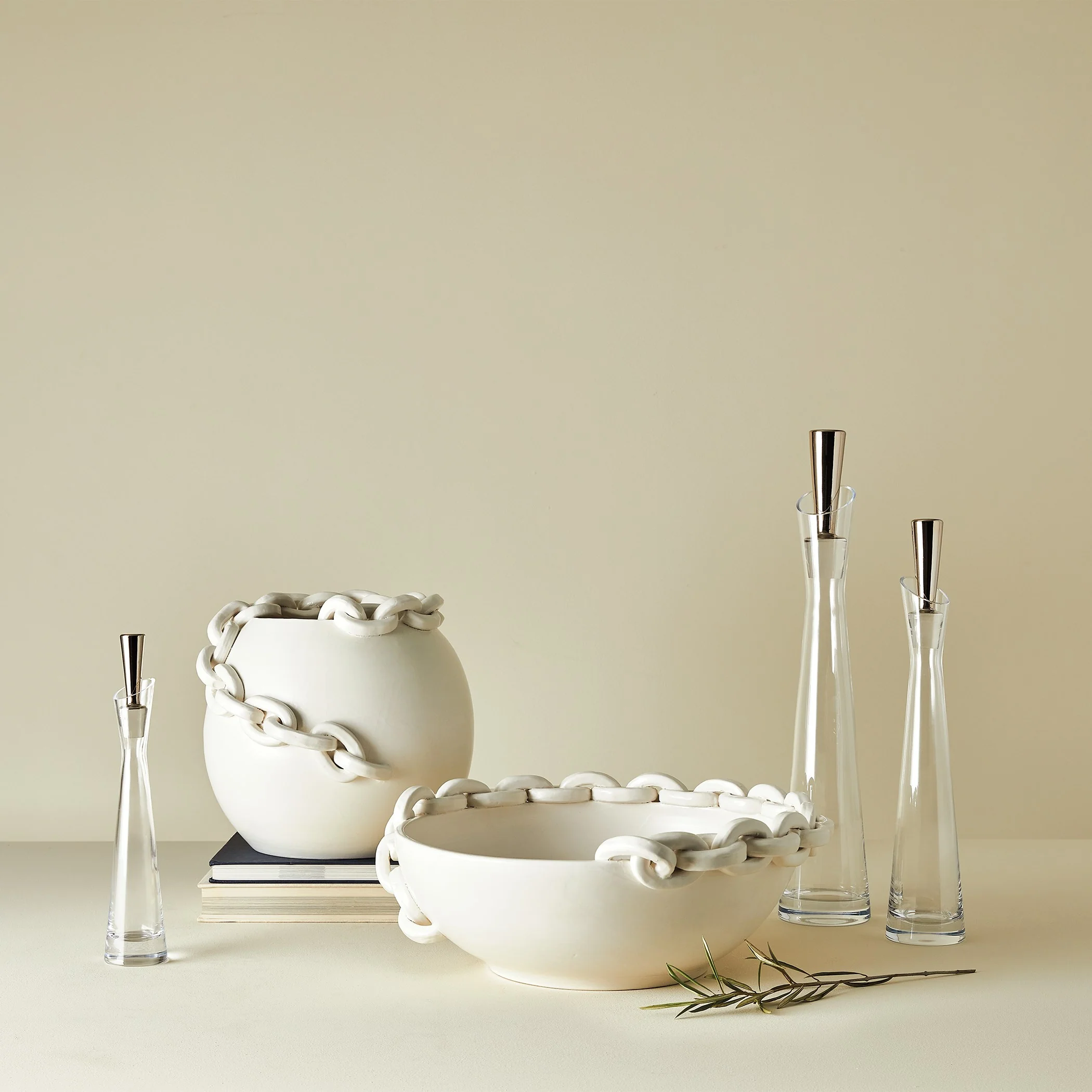 Global Views Catena Matte White Vase and Bowl - Image 8