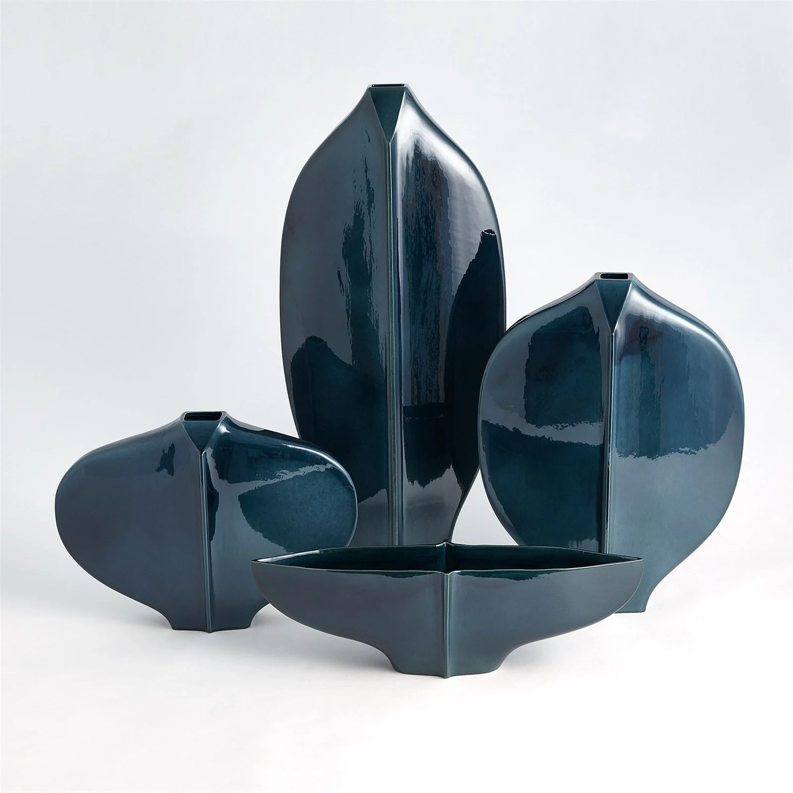 Global Views Center Ridge Vase-Blue - Image 9