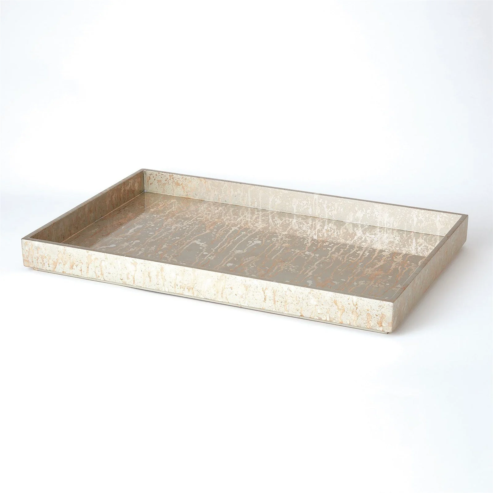 Global Views Champagne Silver Leaf Rectangle Tray - Image 2