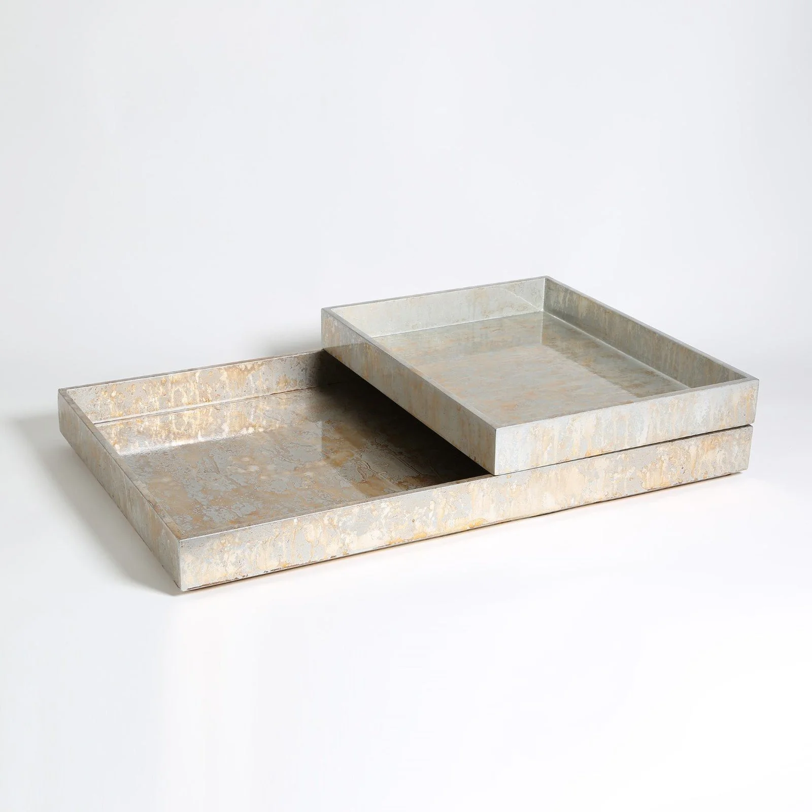 Global Views Champagne Silver Leaf Rectangle Tray - Image 3