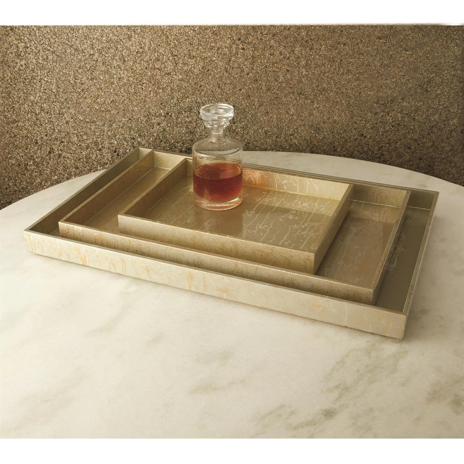Global Views Champagne Silver Leaf Rectangle Tray - Image 4
