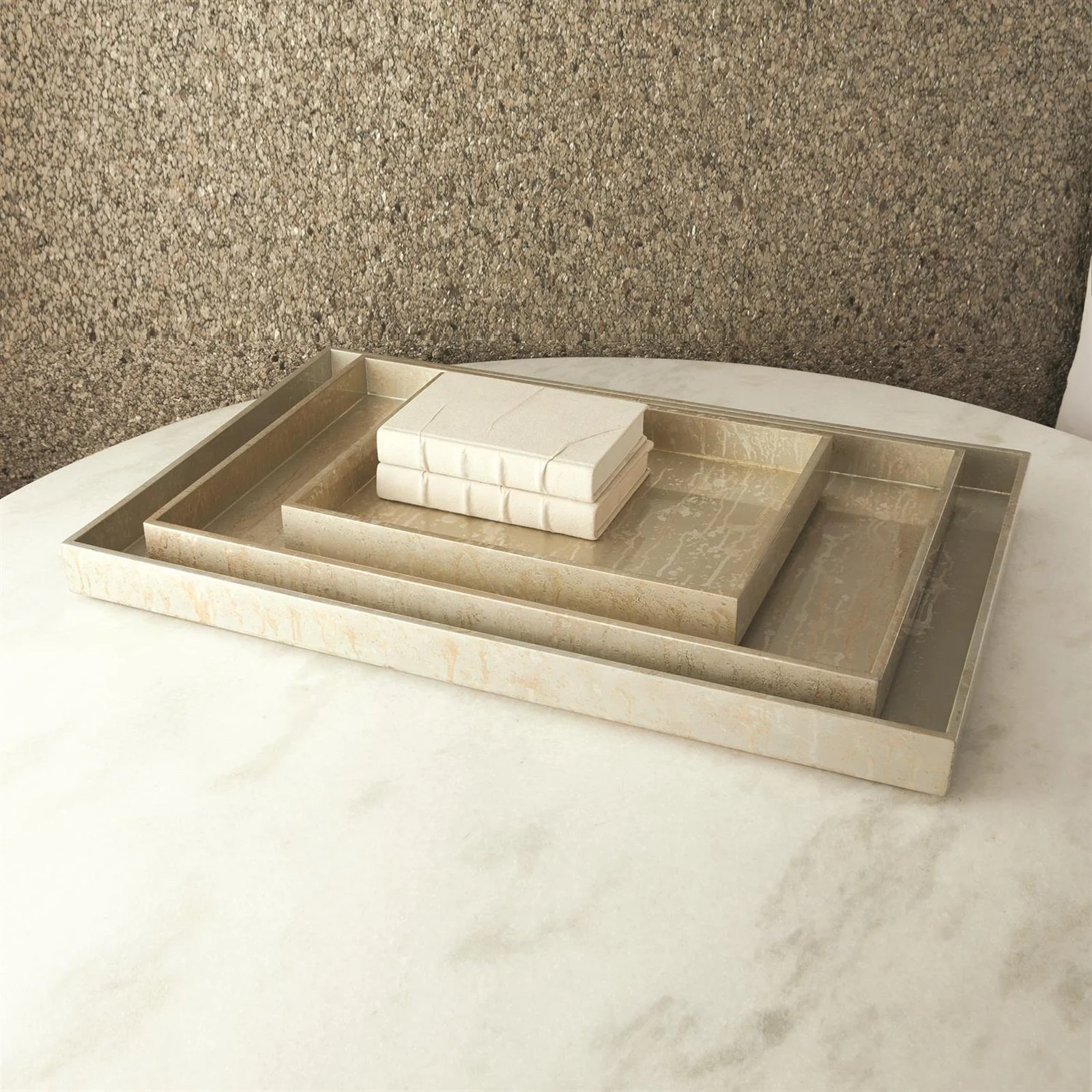 Global Views Champagne Silver Leaf Rectangle Tray - Image 5