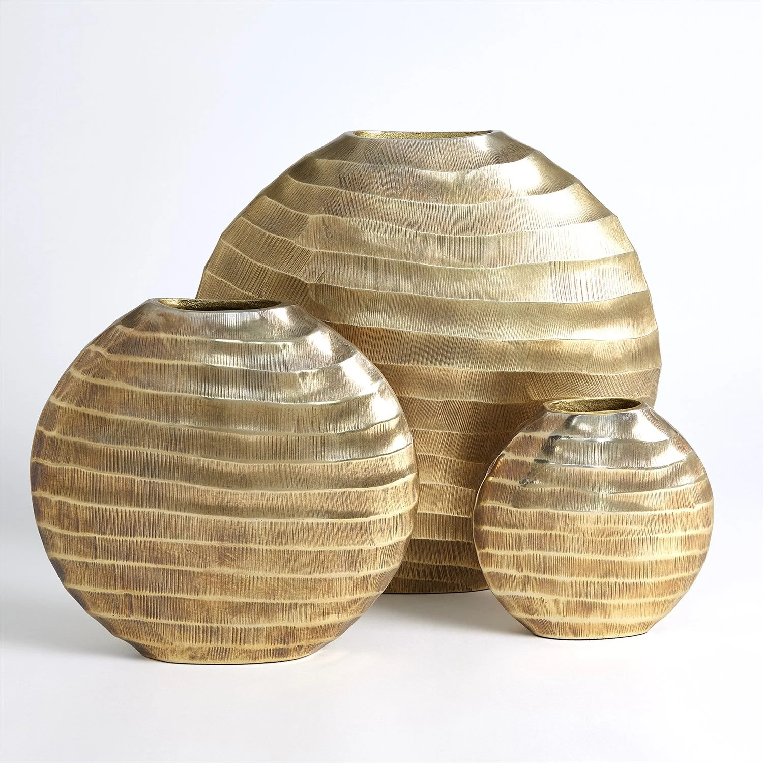 Global Views Chased Oval Vase - Antique Brass - Image 2